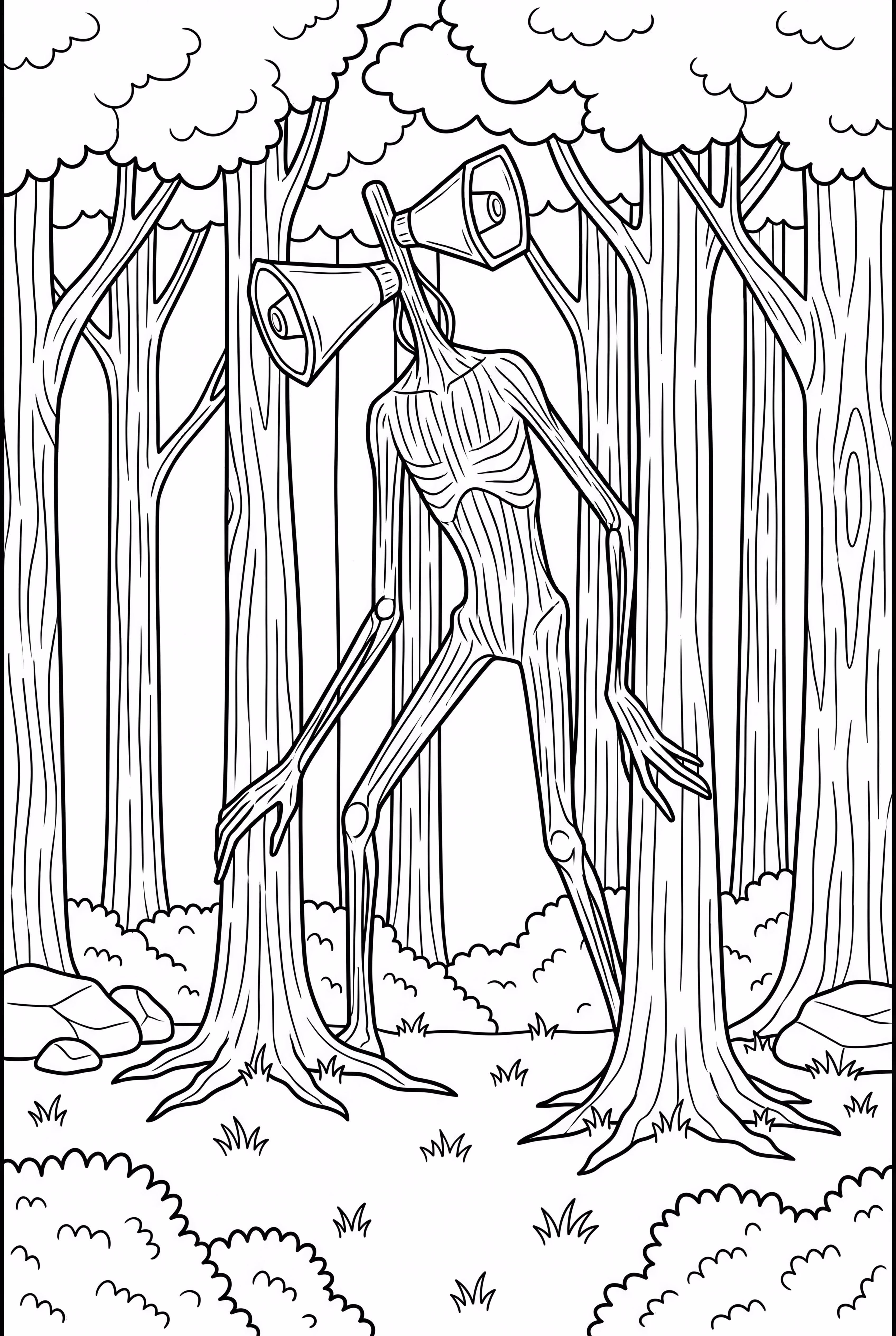 Siren Head Camouflaged With Trees