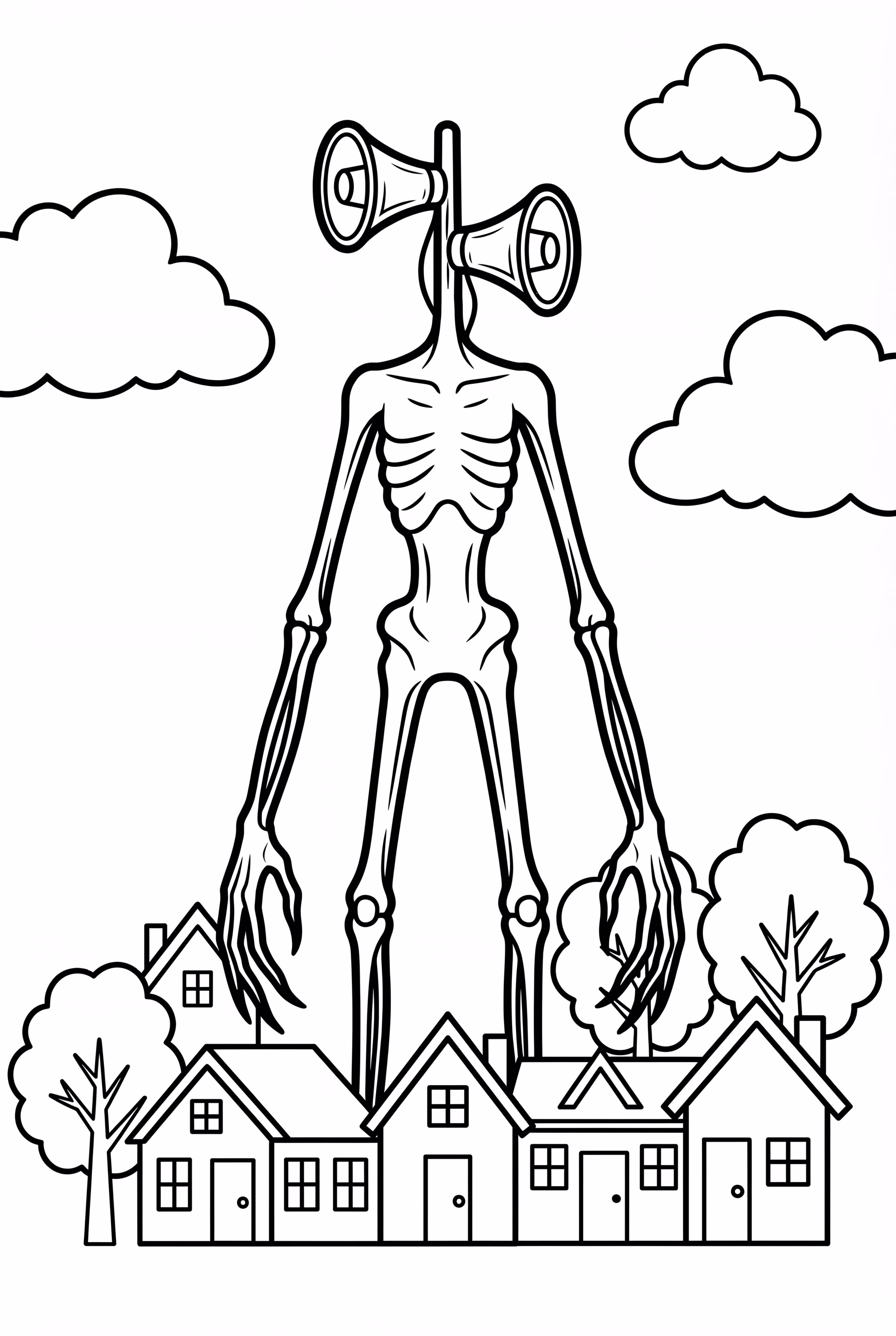 Siren Head Looming Over A Town