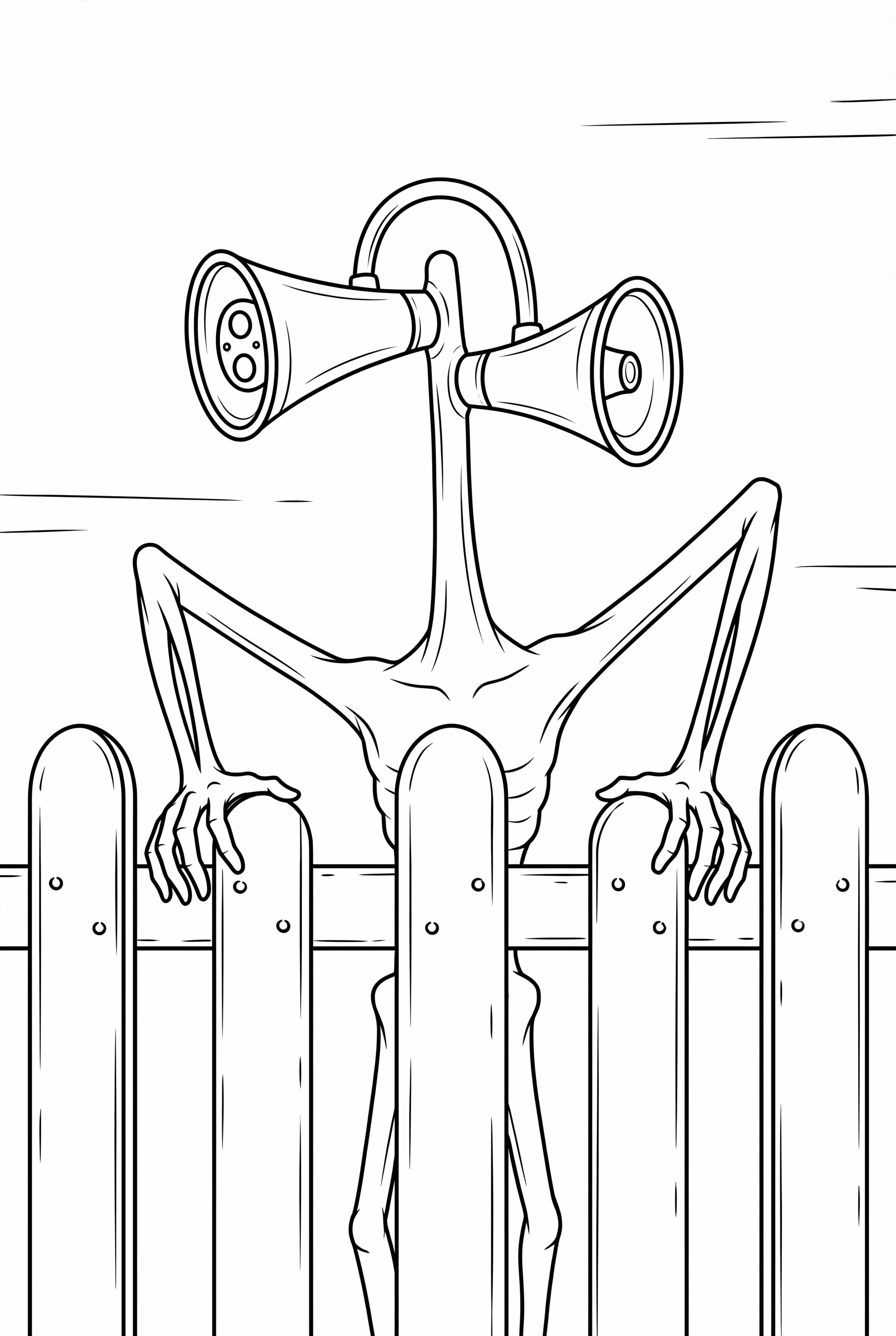 Siren Head Peeking Over A Fence