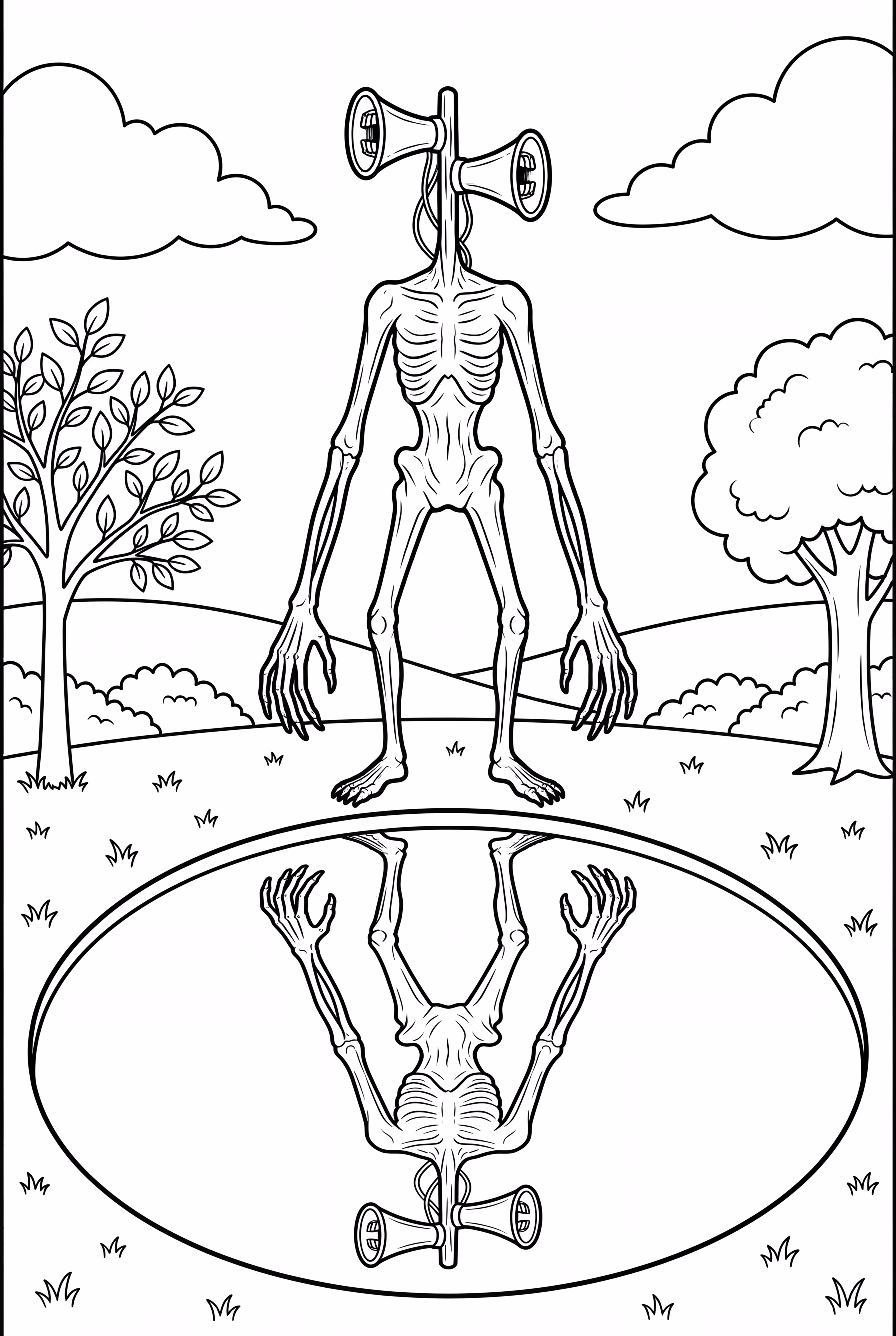 Siren Head Reflected In Water