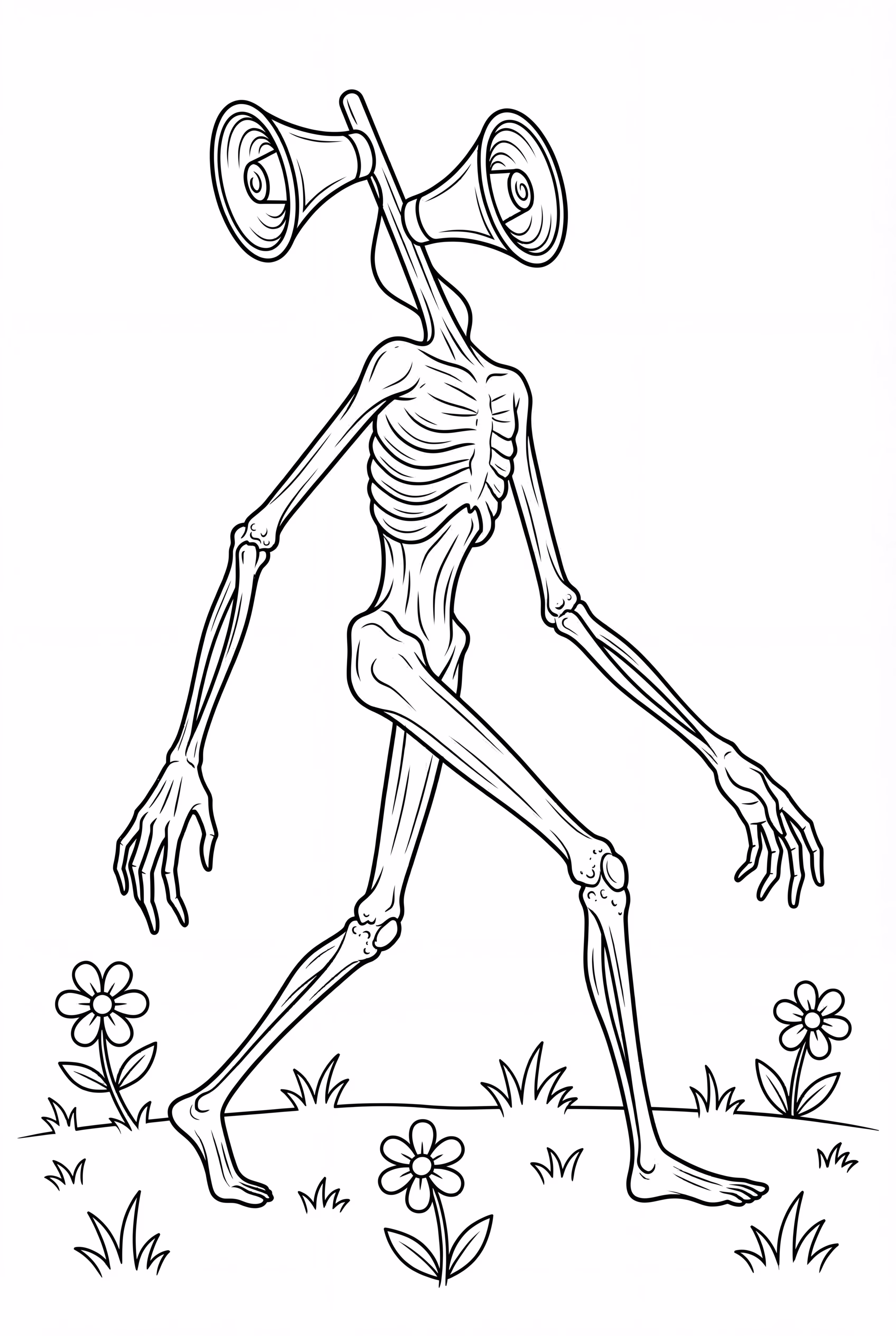 Siren Head Striding Through A Field