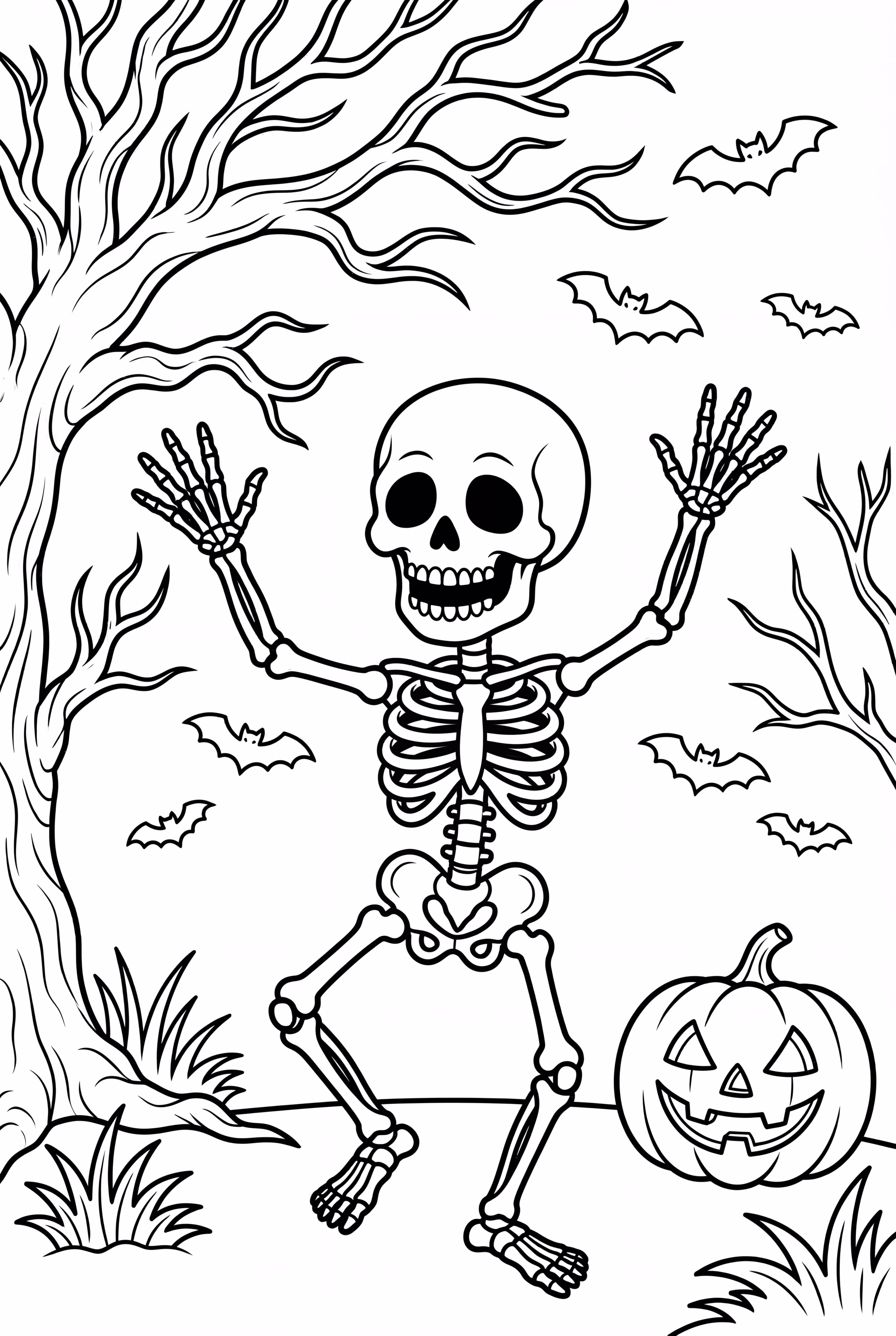 Skeleton dancing on Halloween night