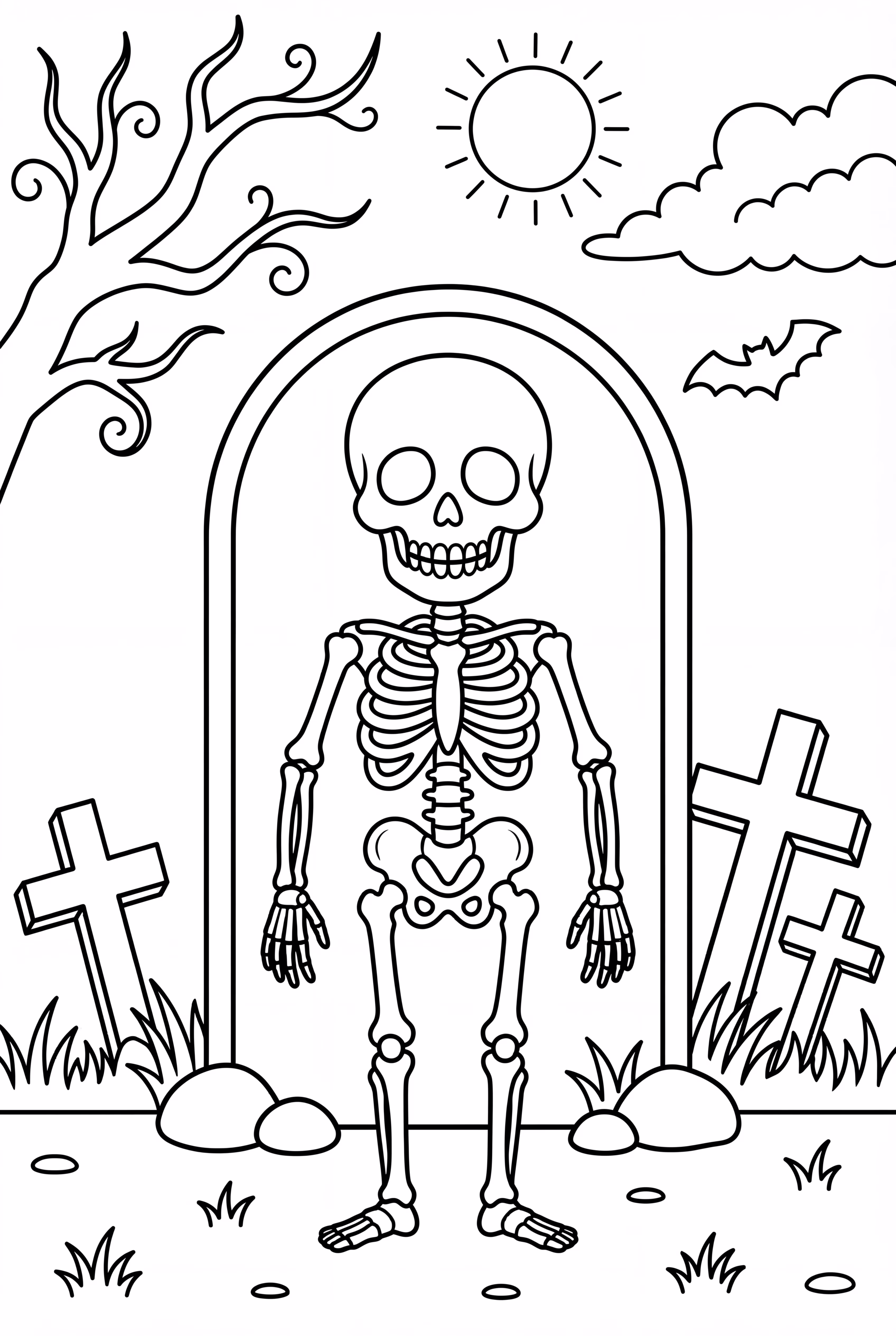 해골 할로윈 묘지