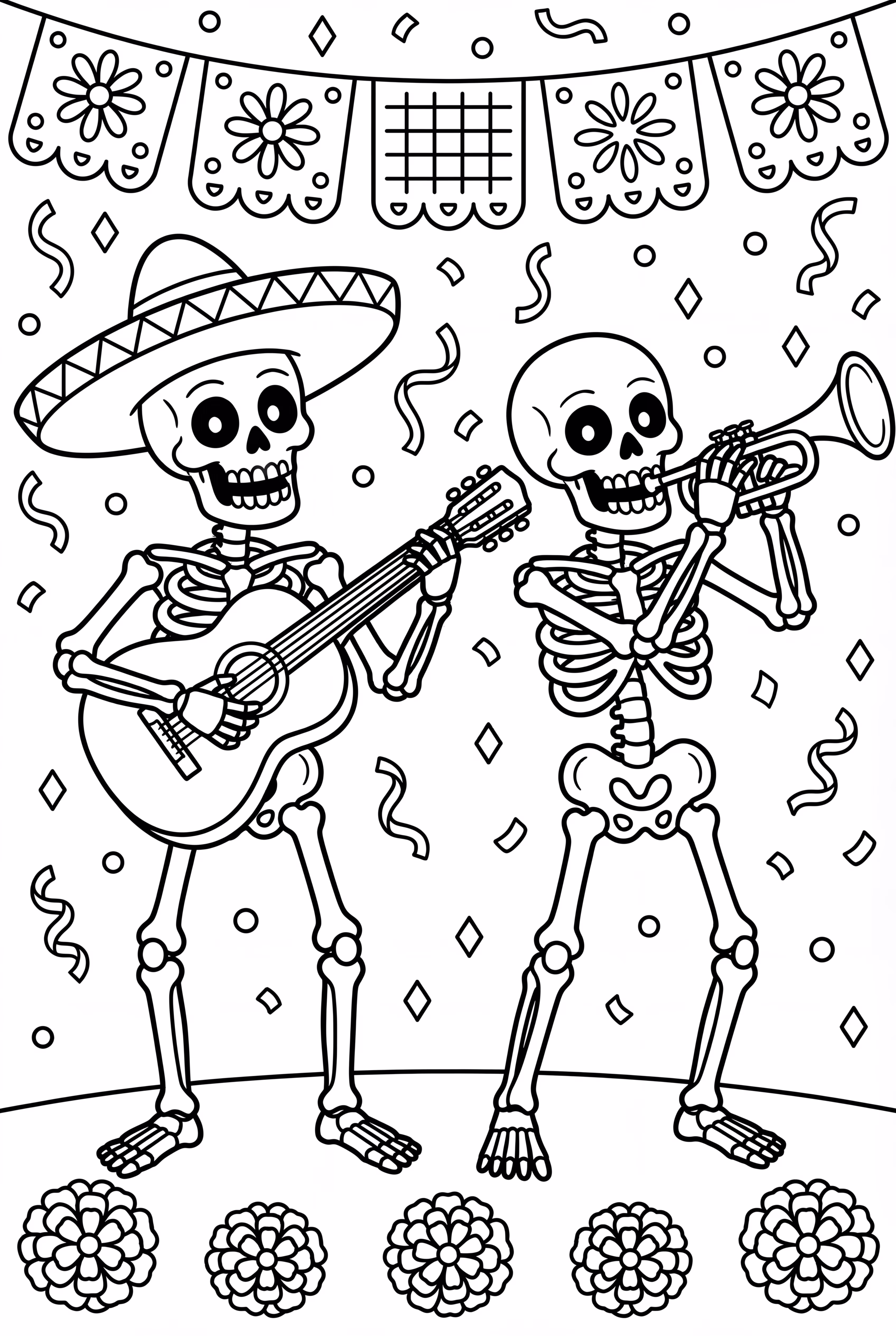 Skeletons Playing Music For Day of the Dead