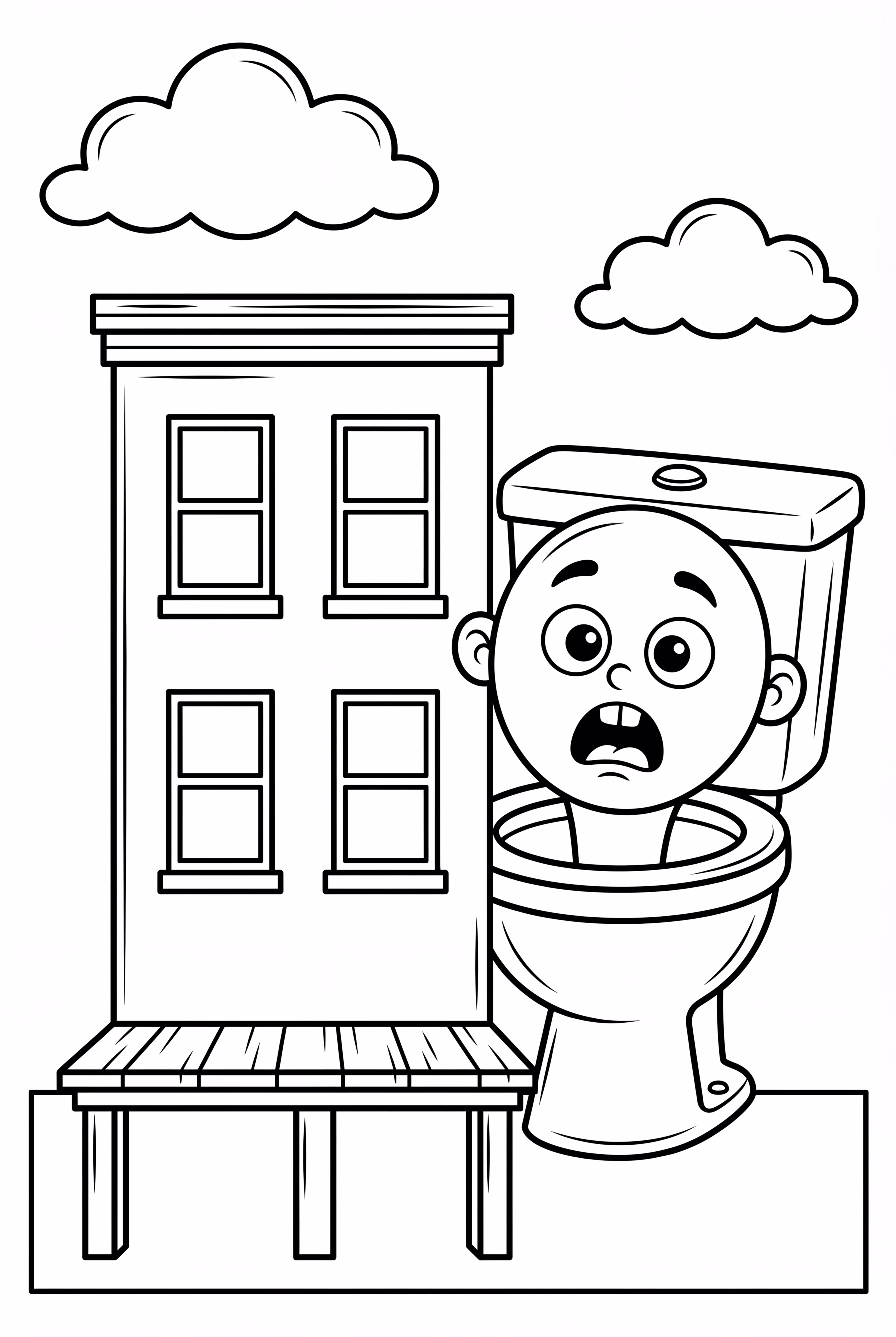 Skibidi马桶躲在建筑物后面