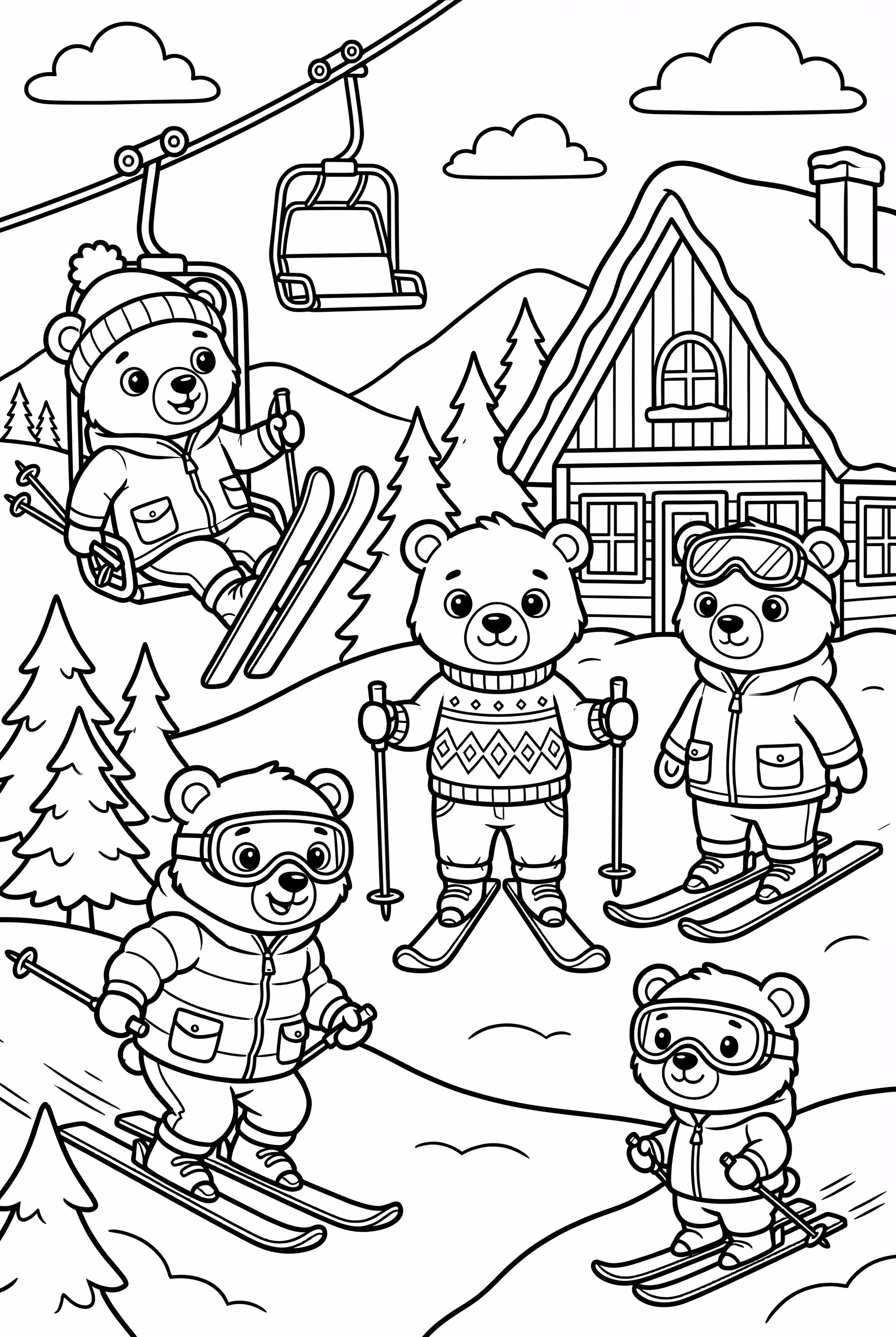 Skiing Bear Family