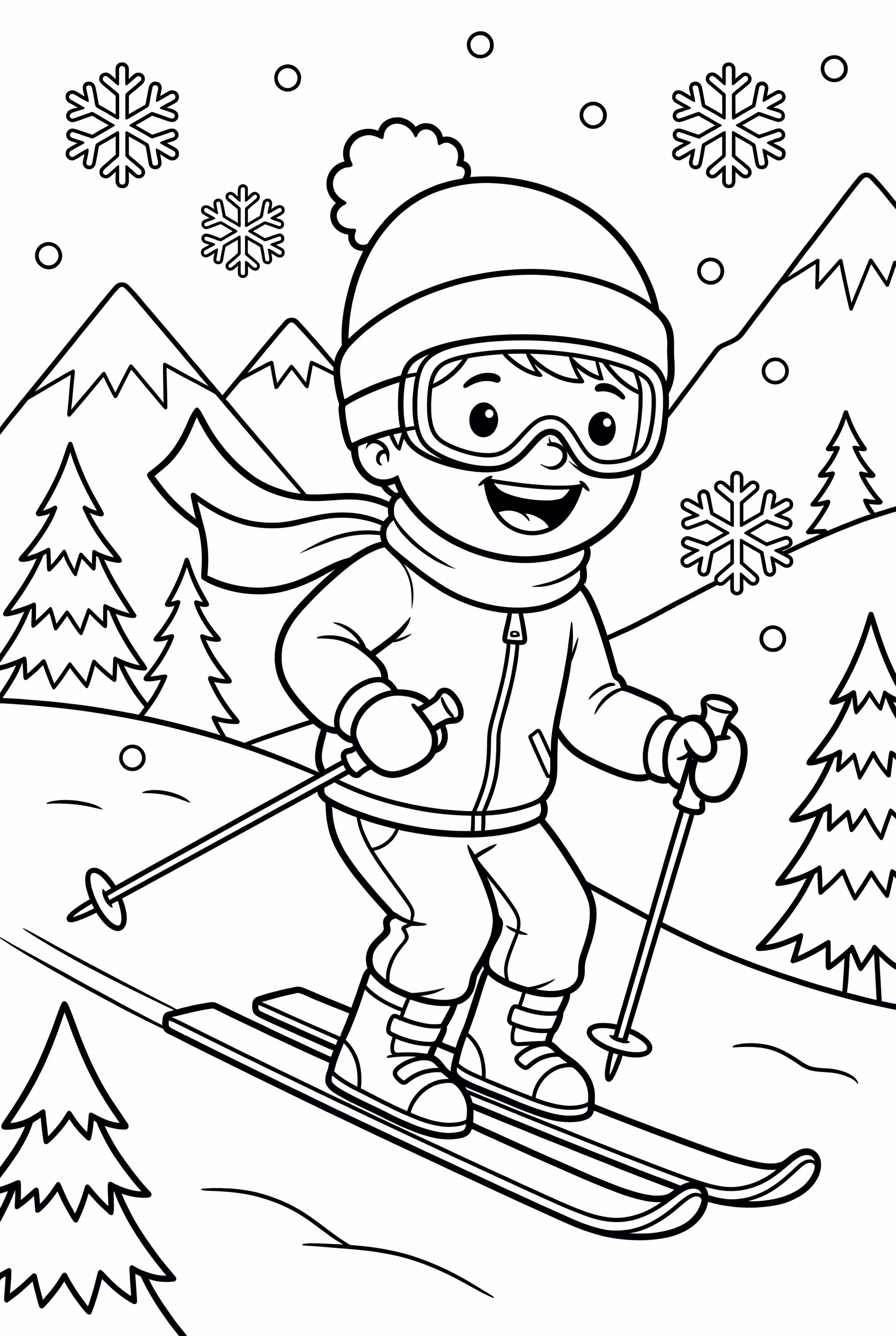 Skiing Down a Winter Mountain