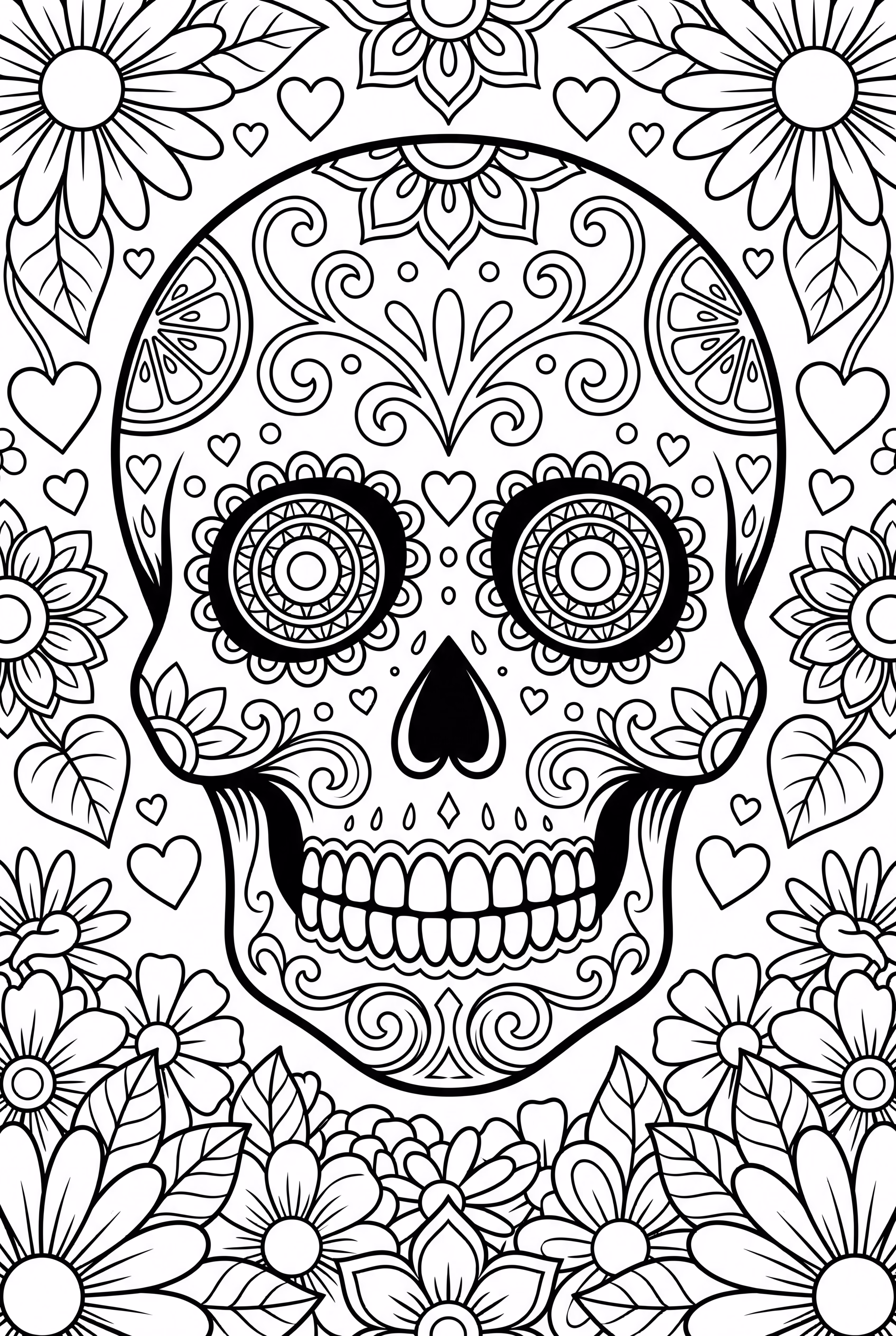 Skull and hearts tattoo