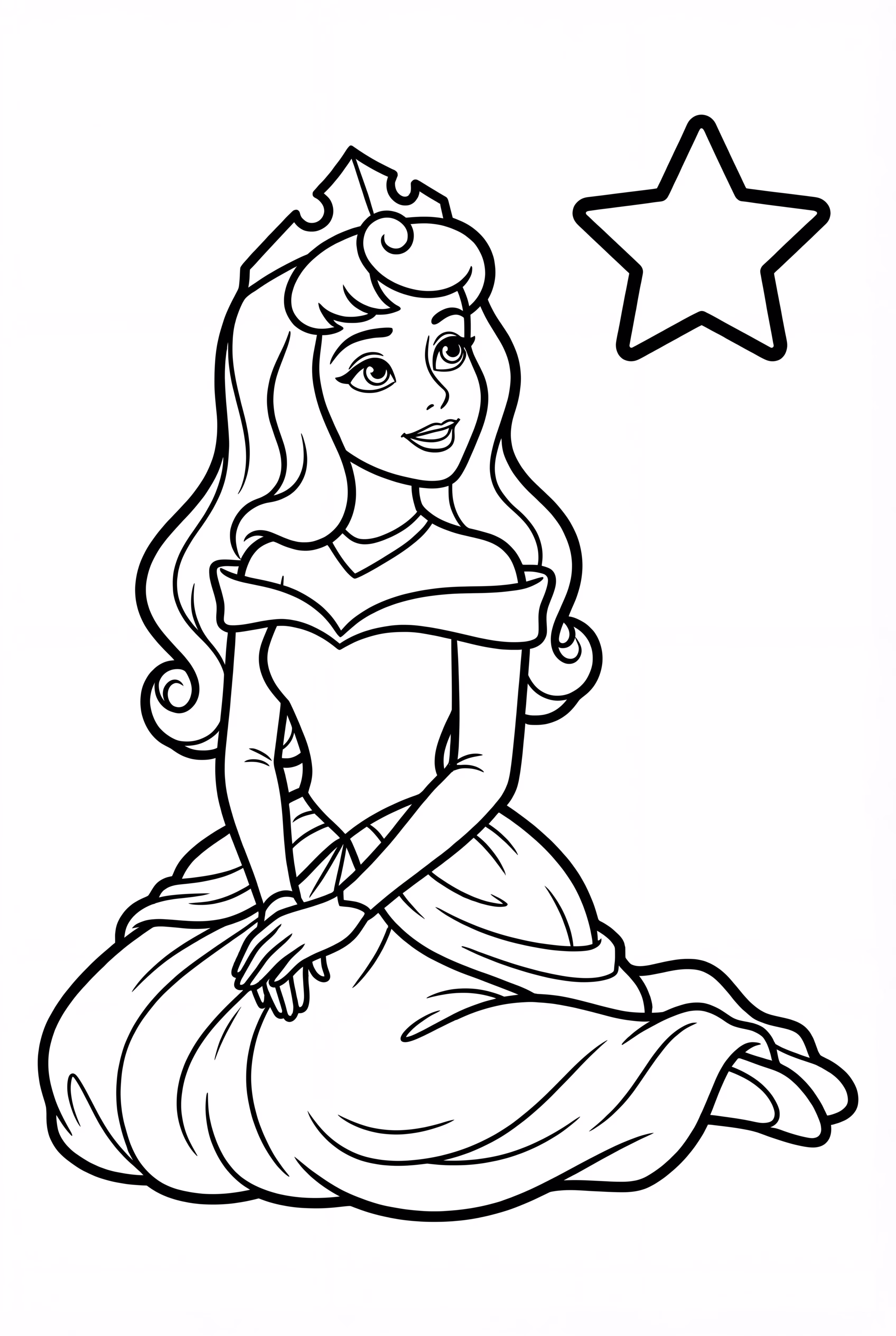 Dornröschen schaut zu einem Stern