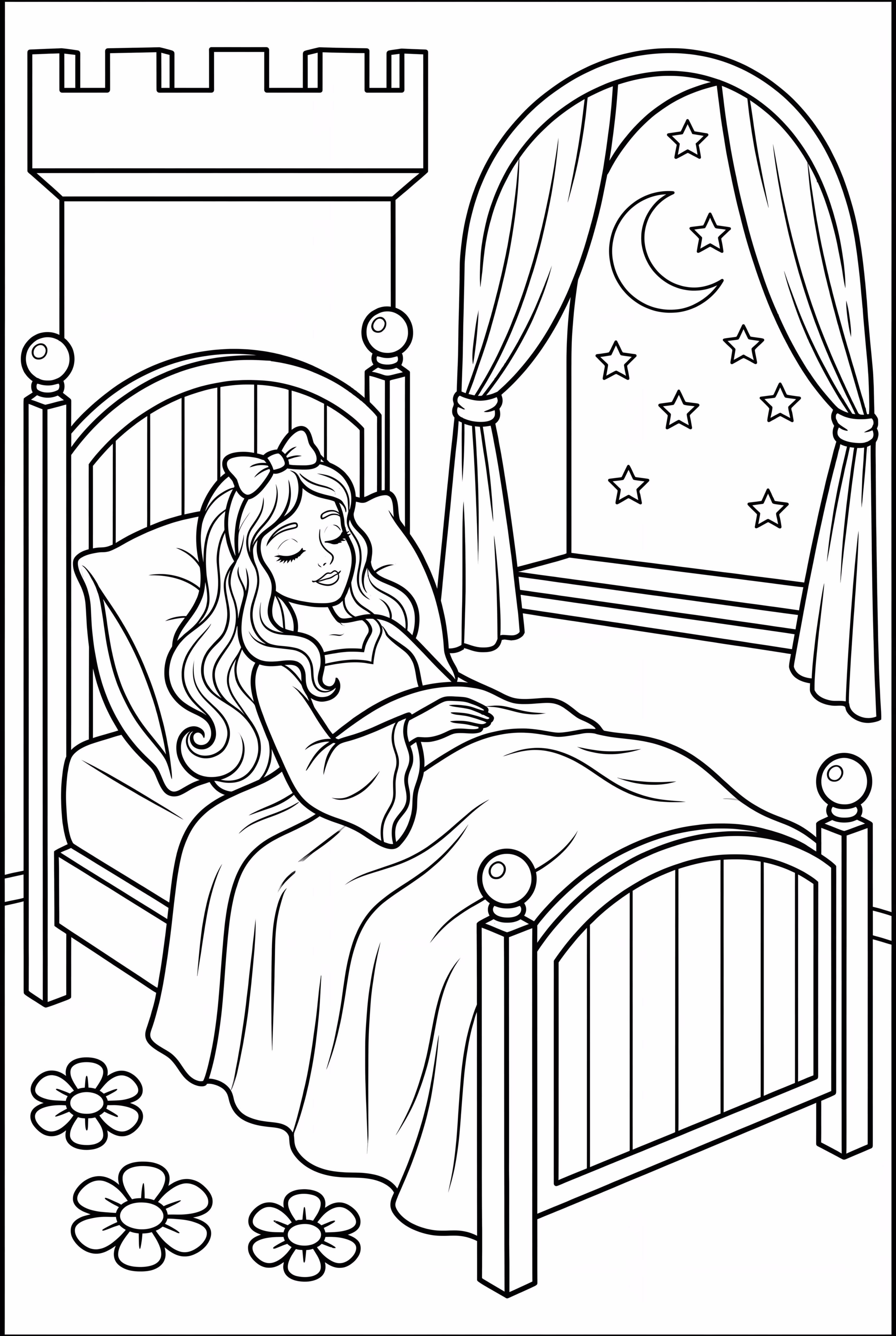 Sleeping Beauty Peacefully Sleeping On Her Bed