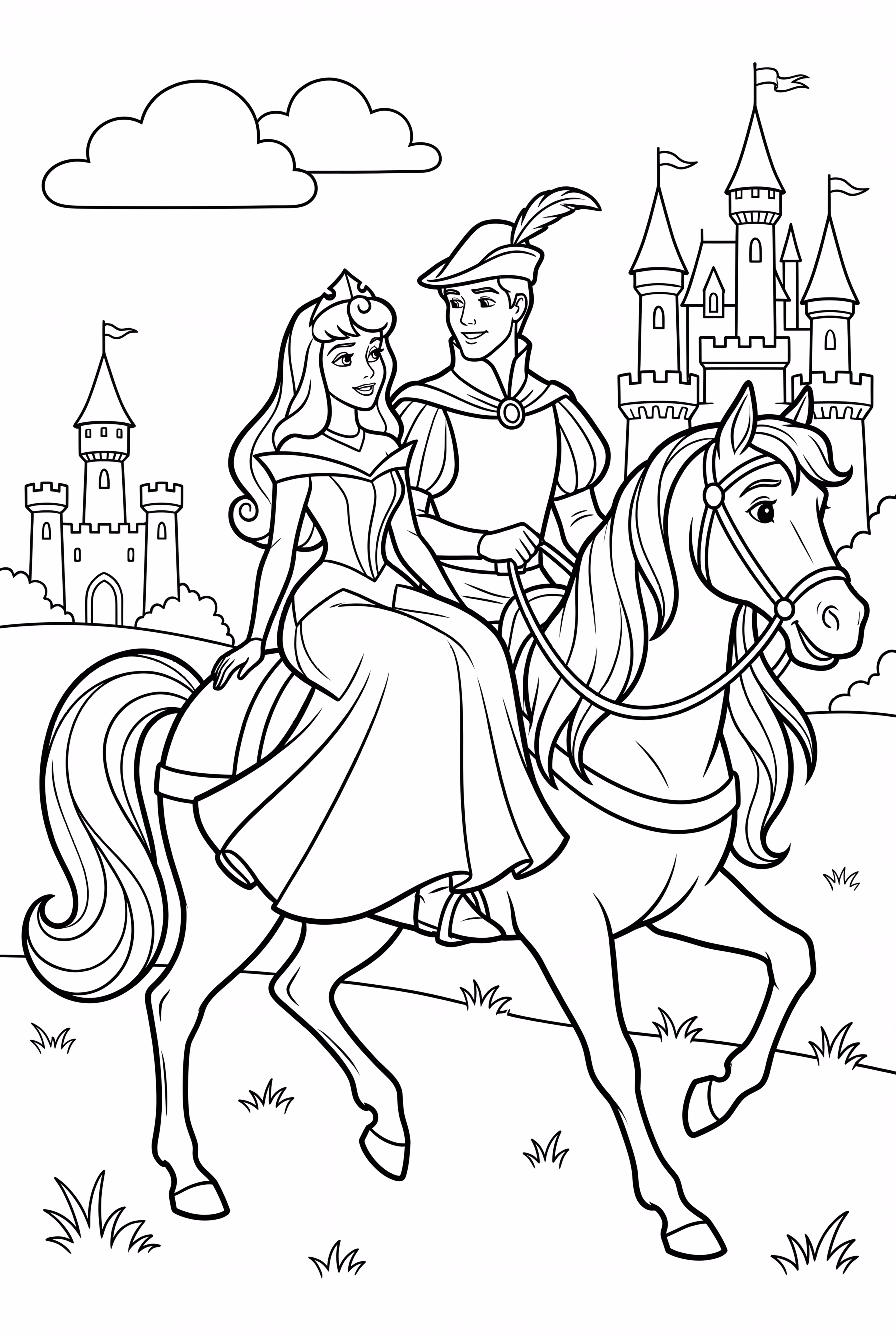 Sleeping Beauty Riding With Prince Phillip