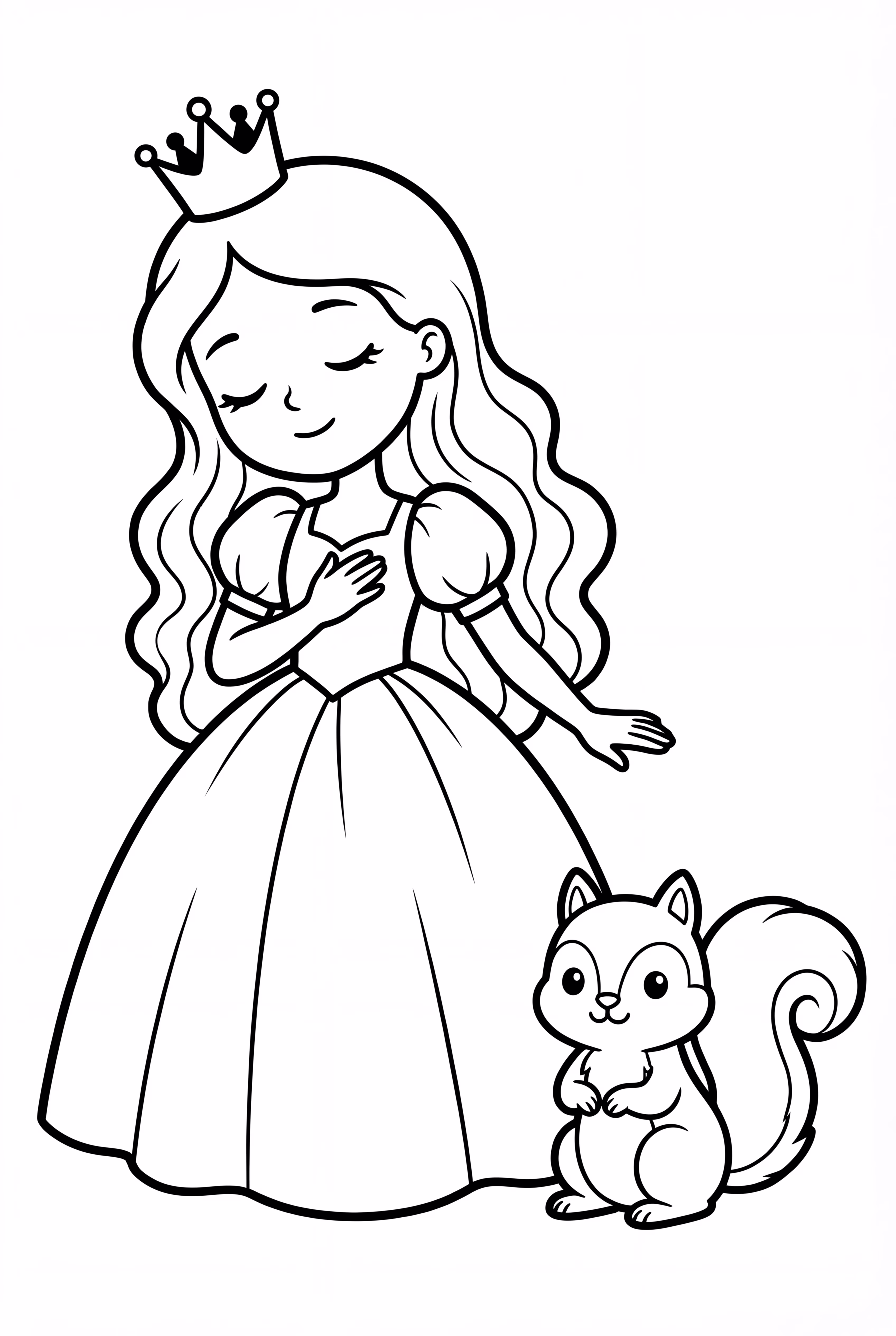 Dornröschen mit einem freundlichen Eichhörnchen