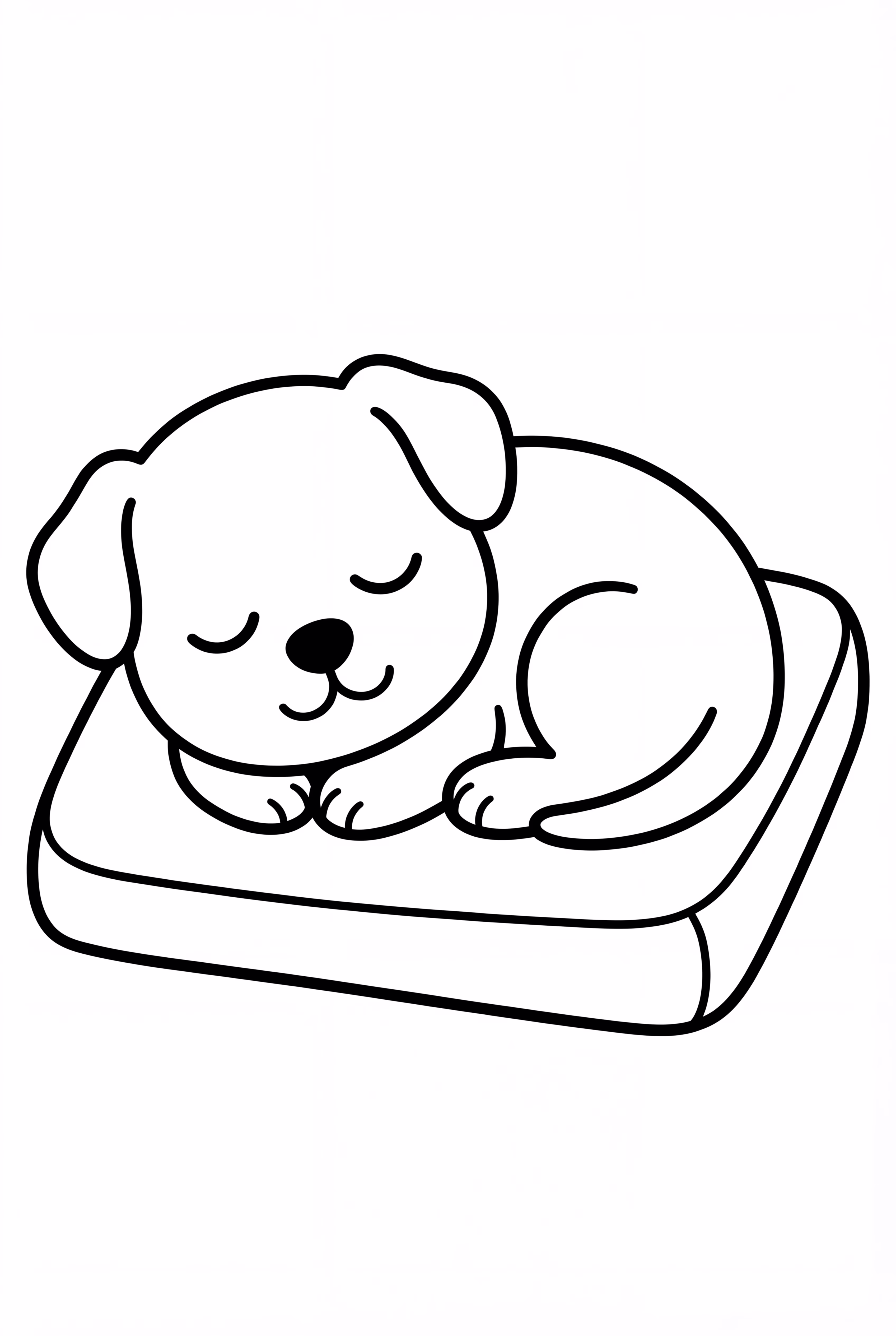 Sleeping Puppy Curled On A Cushion