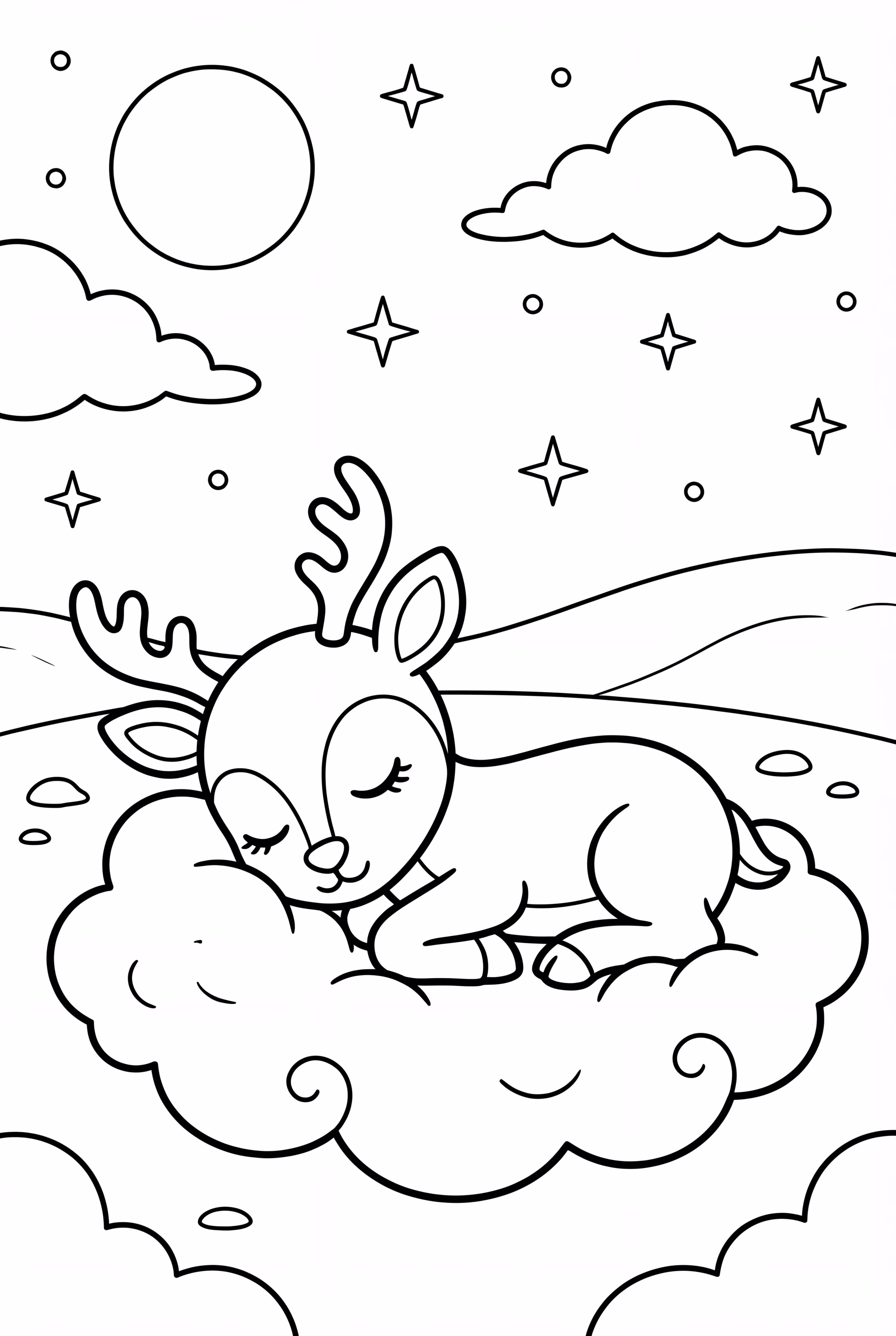 sleeping reindeer under stars