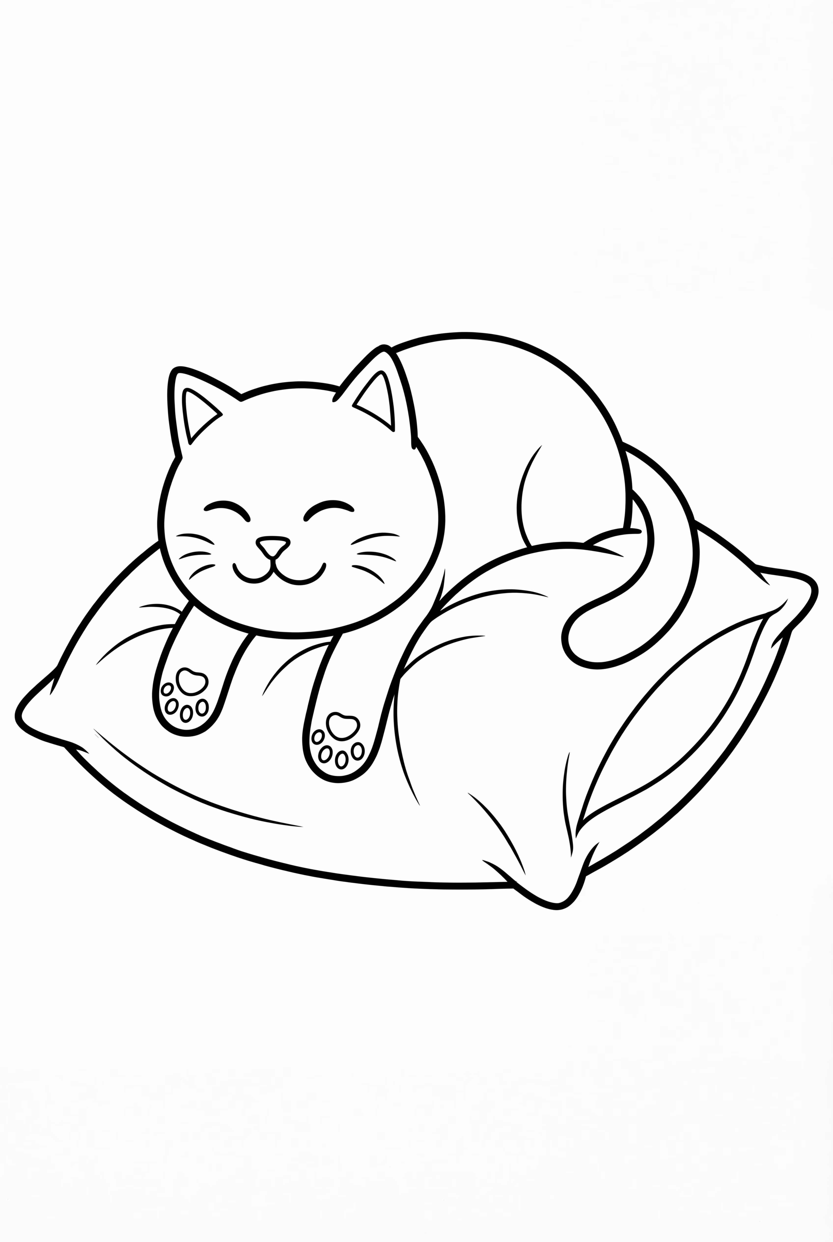 Gato Somnoliento Bobbie en una Almohada