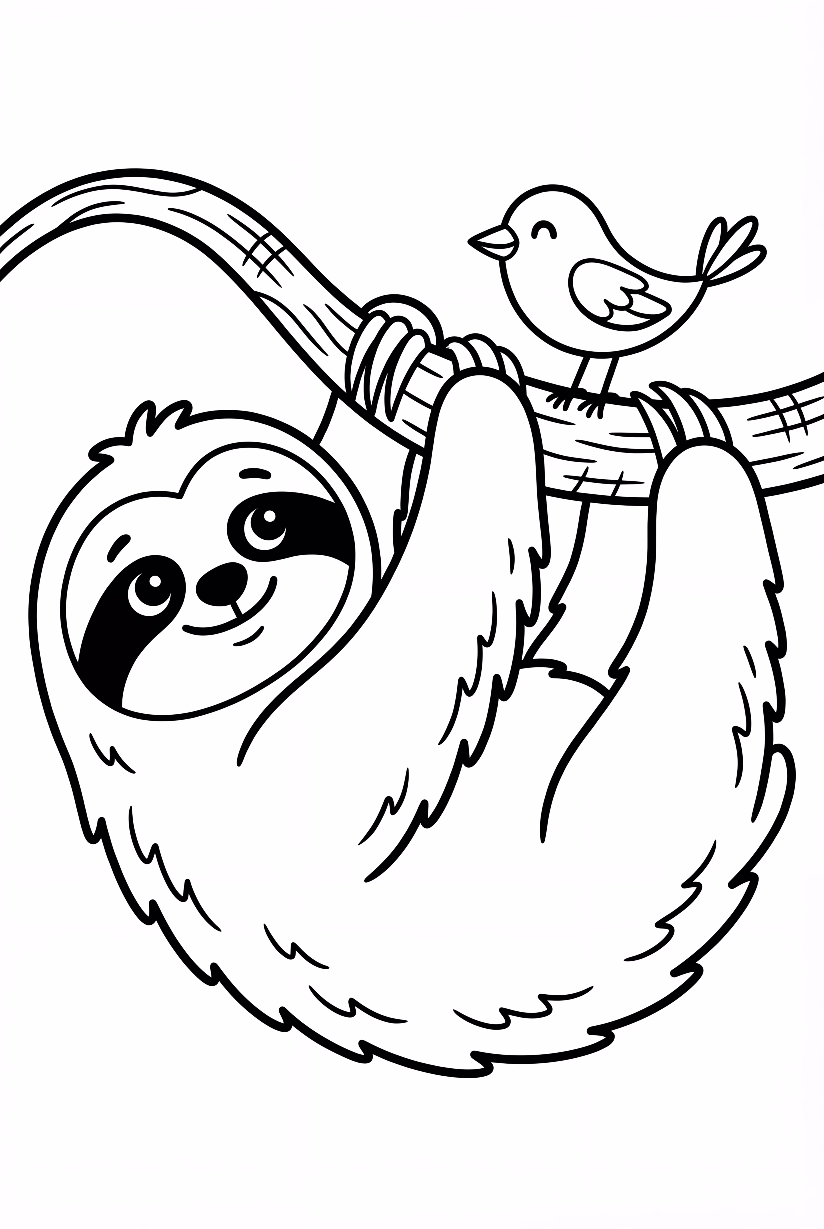 Sloth with a little bird