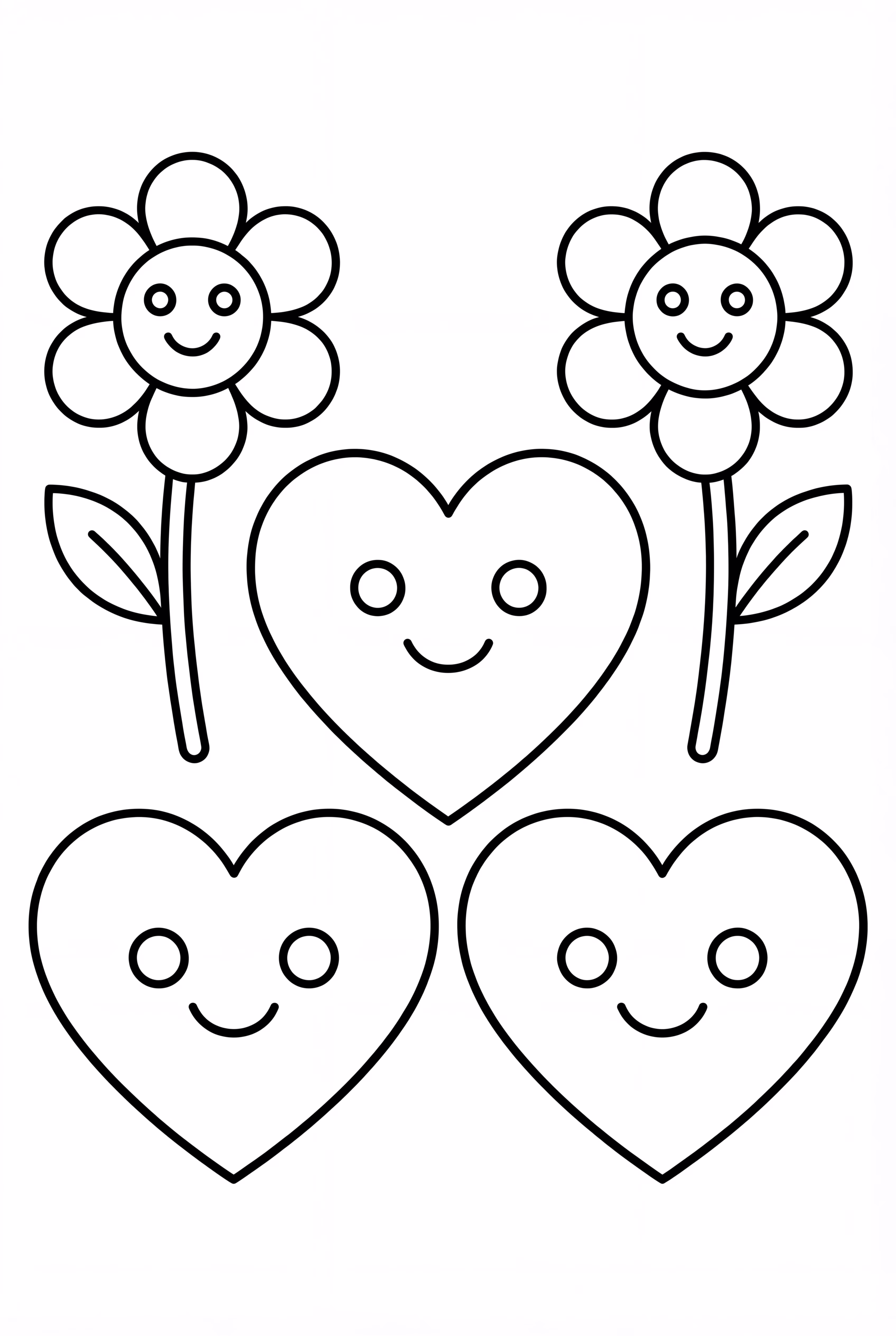 Smiling Hearts and Flowers