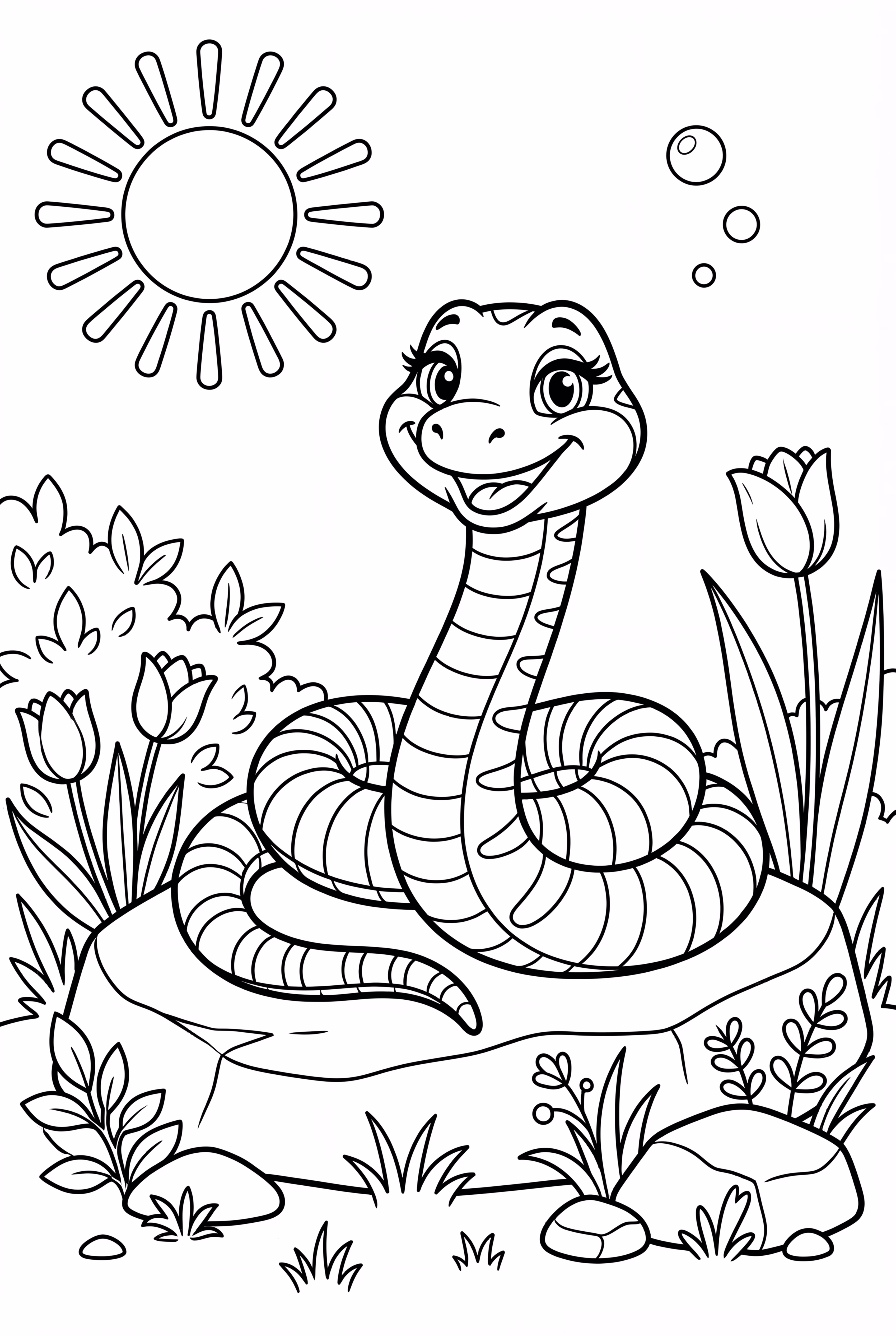 Snake Sunbathing Rock