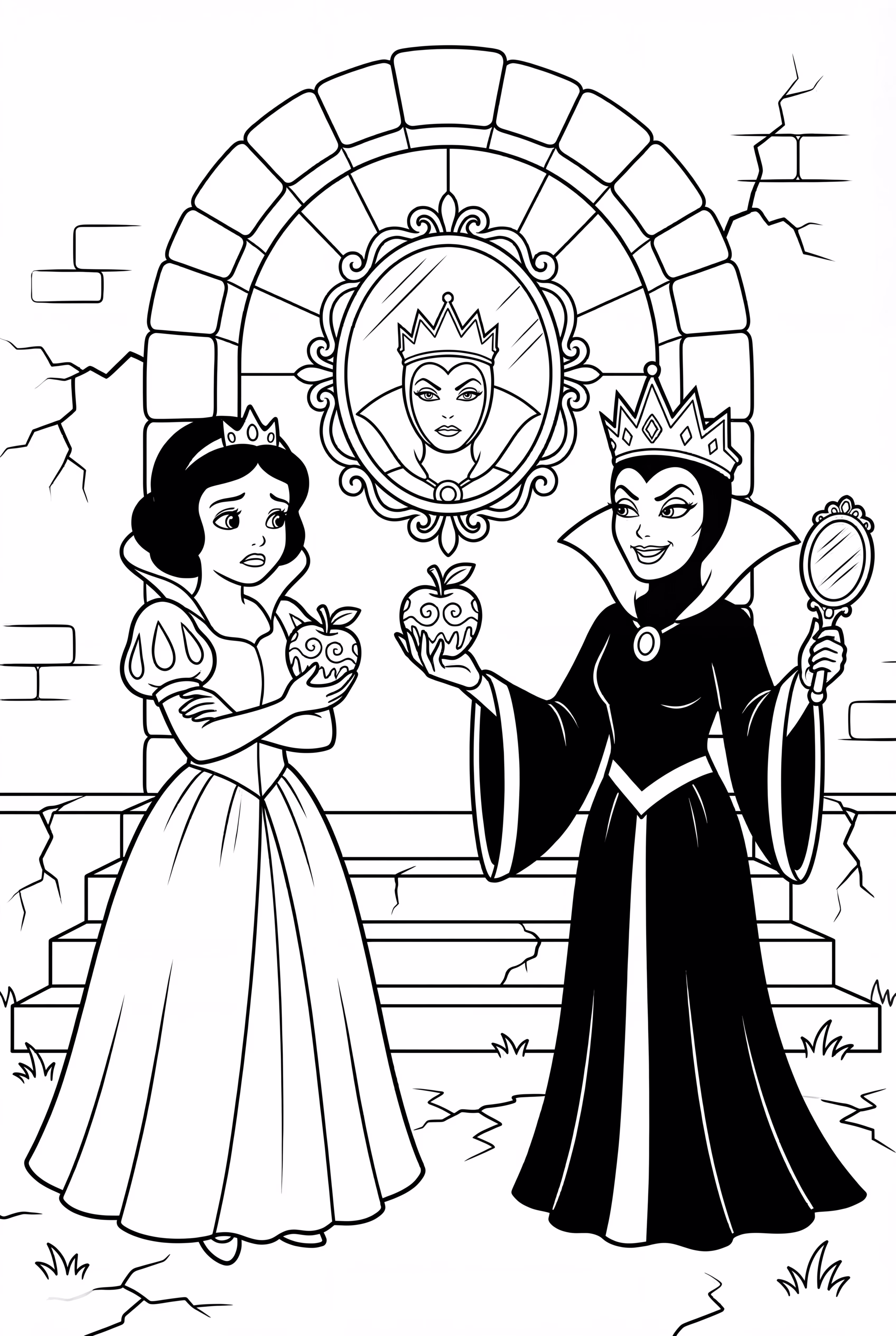 Snow White's Courage Against the Evil Queen