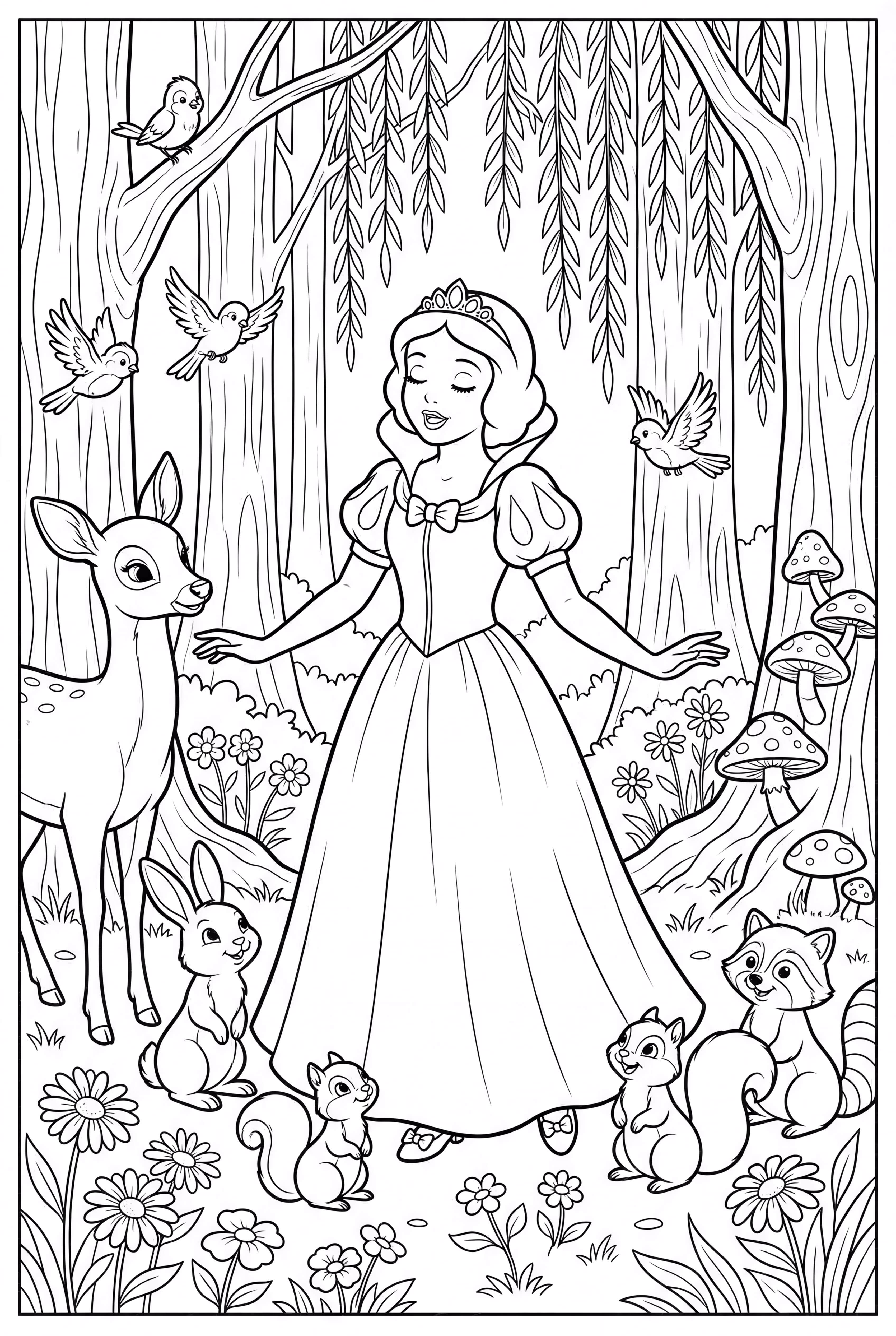 Snow White Singing to Forest Animals