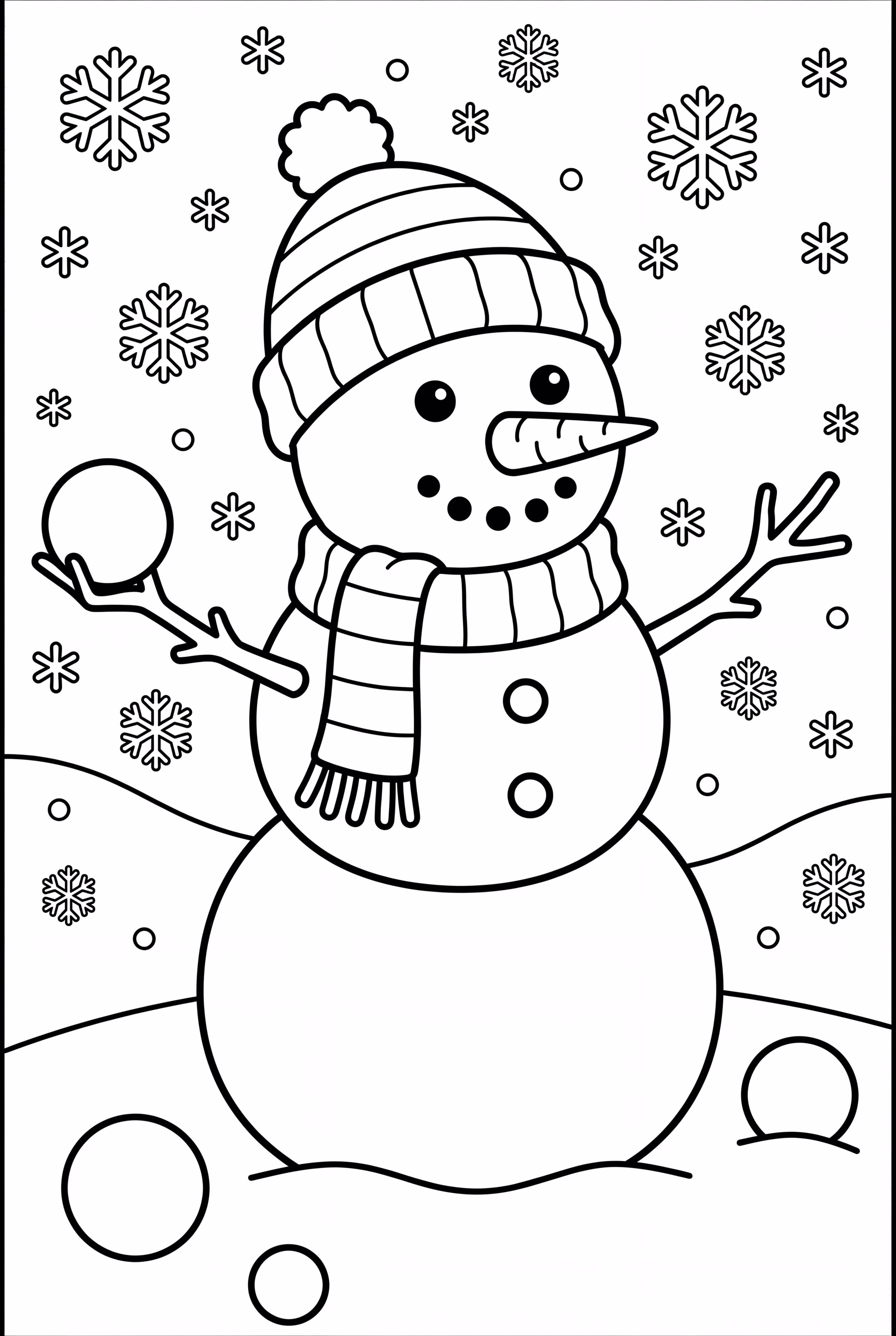 Snowman Rolling Snowballs