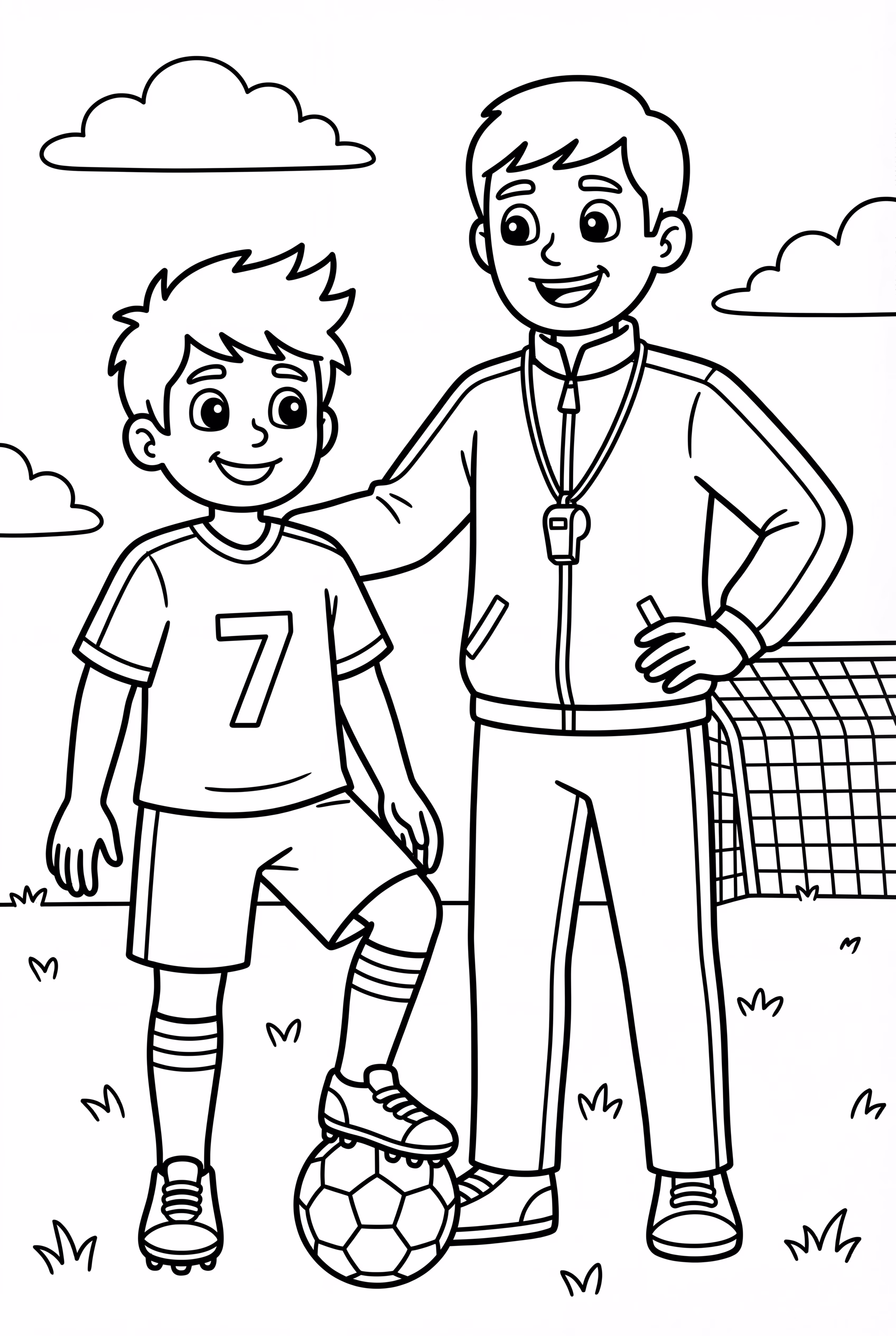Soccer Player And Coach