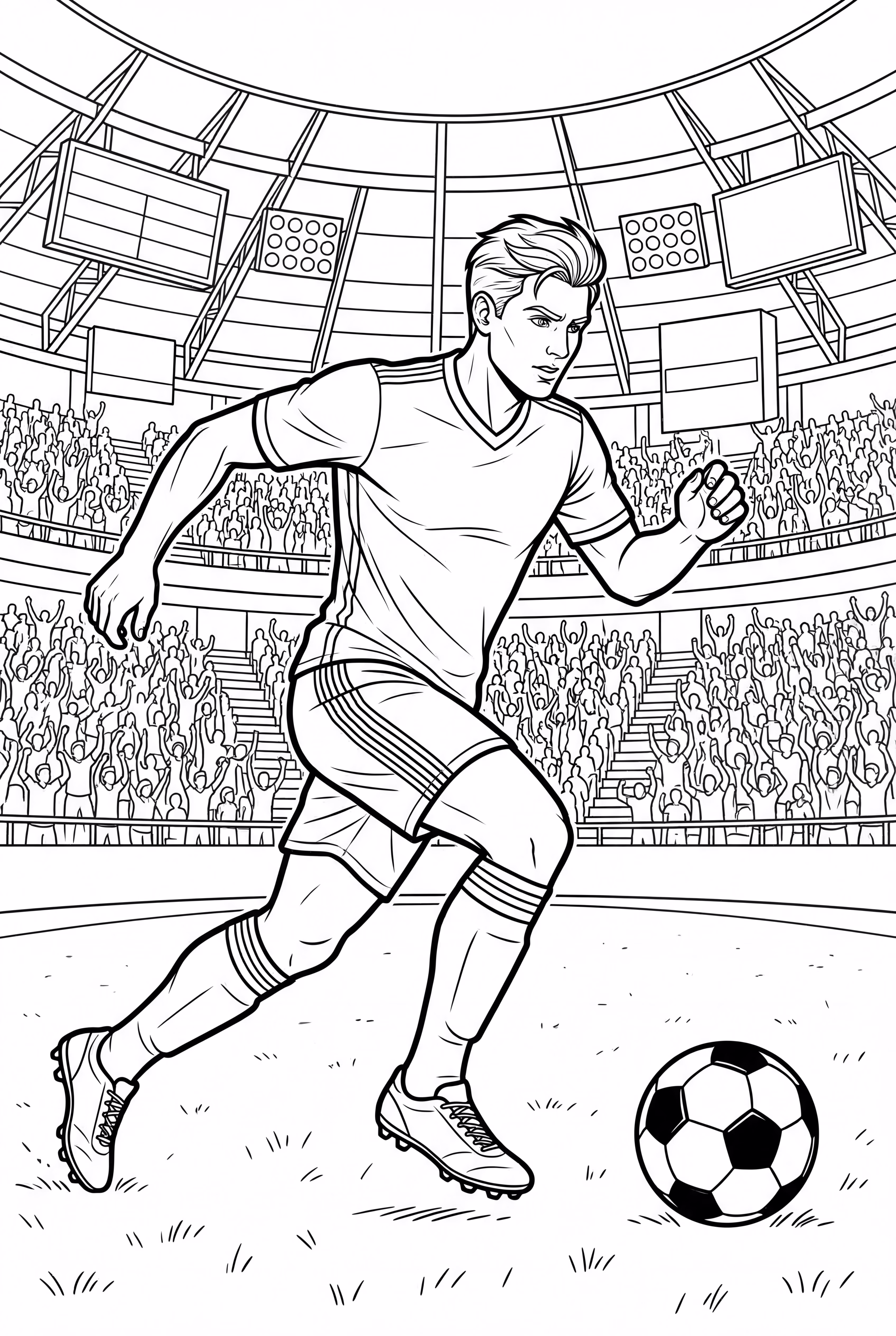 Jogador de Futebol em um Estádio Lotado