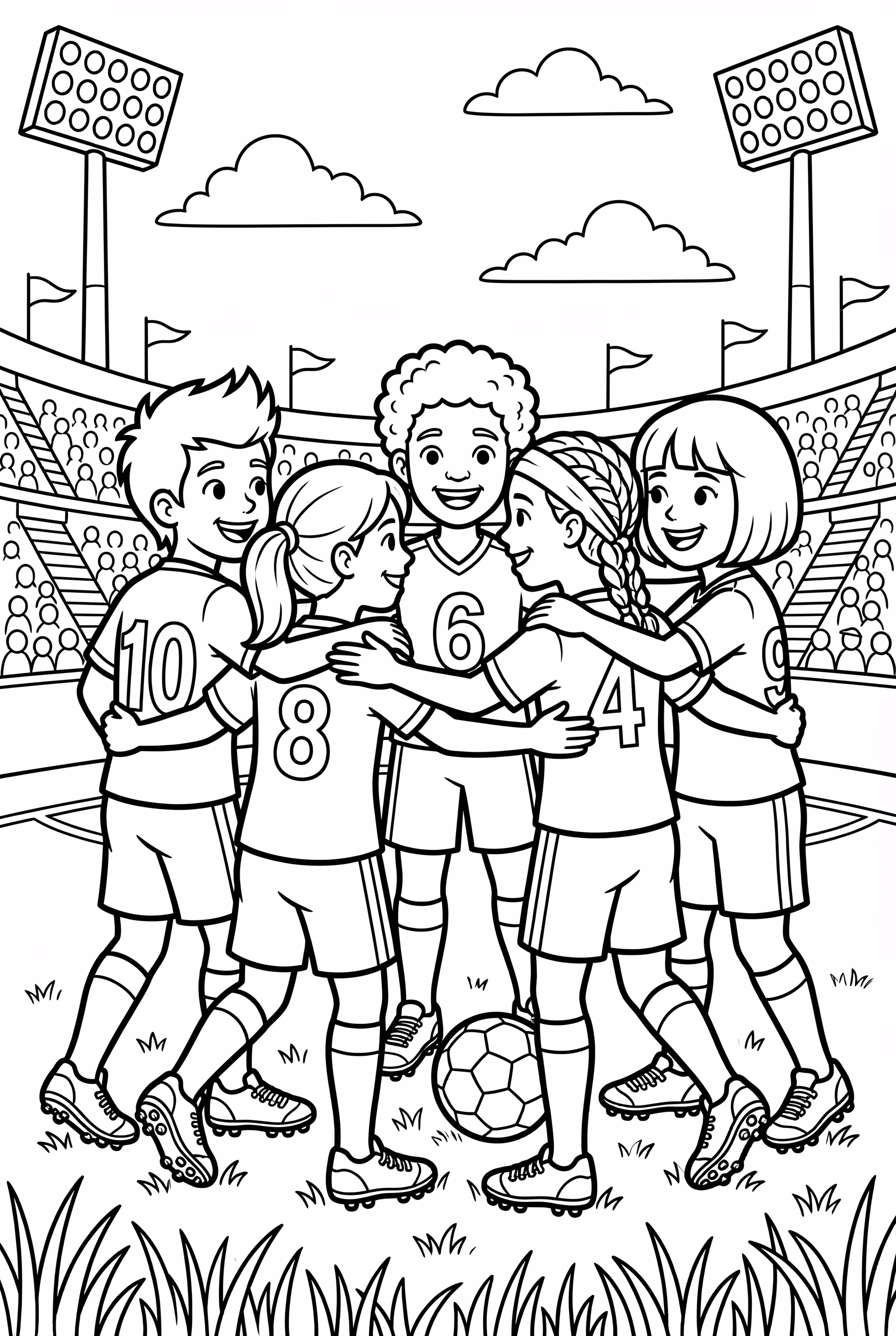 Soccer Player Team Huddle