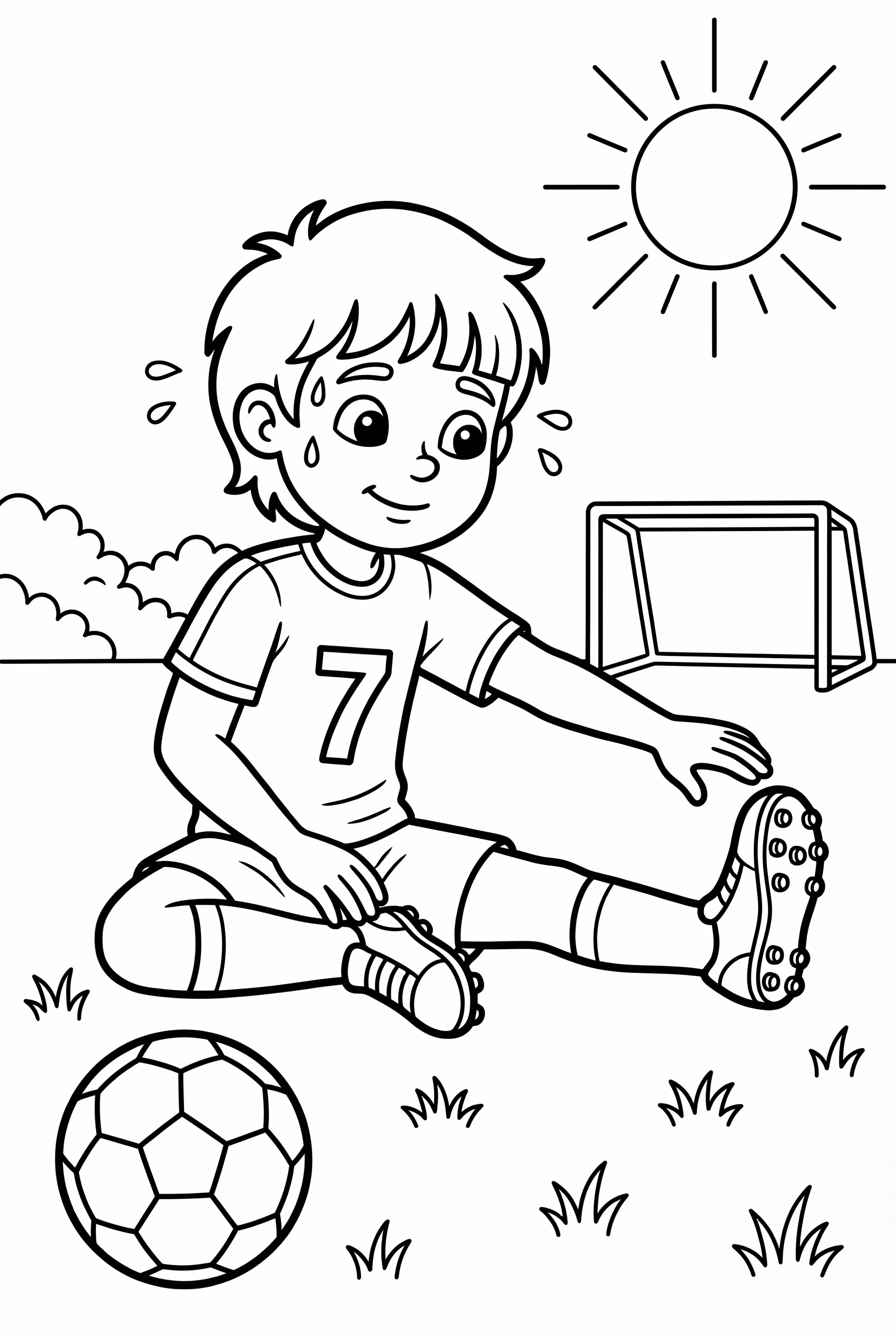 サッカープレイヤーのウォームアップストレッチ