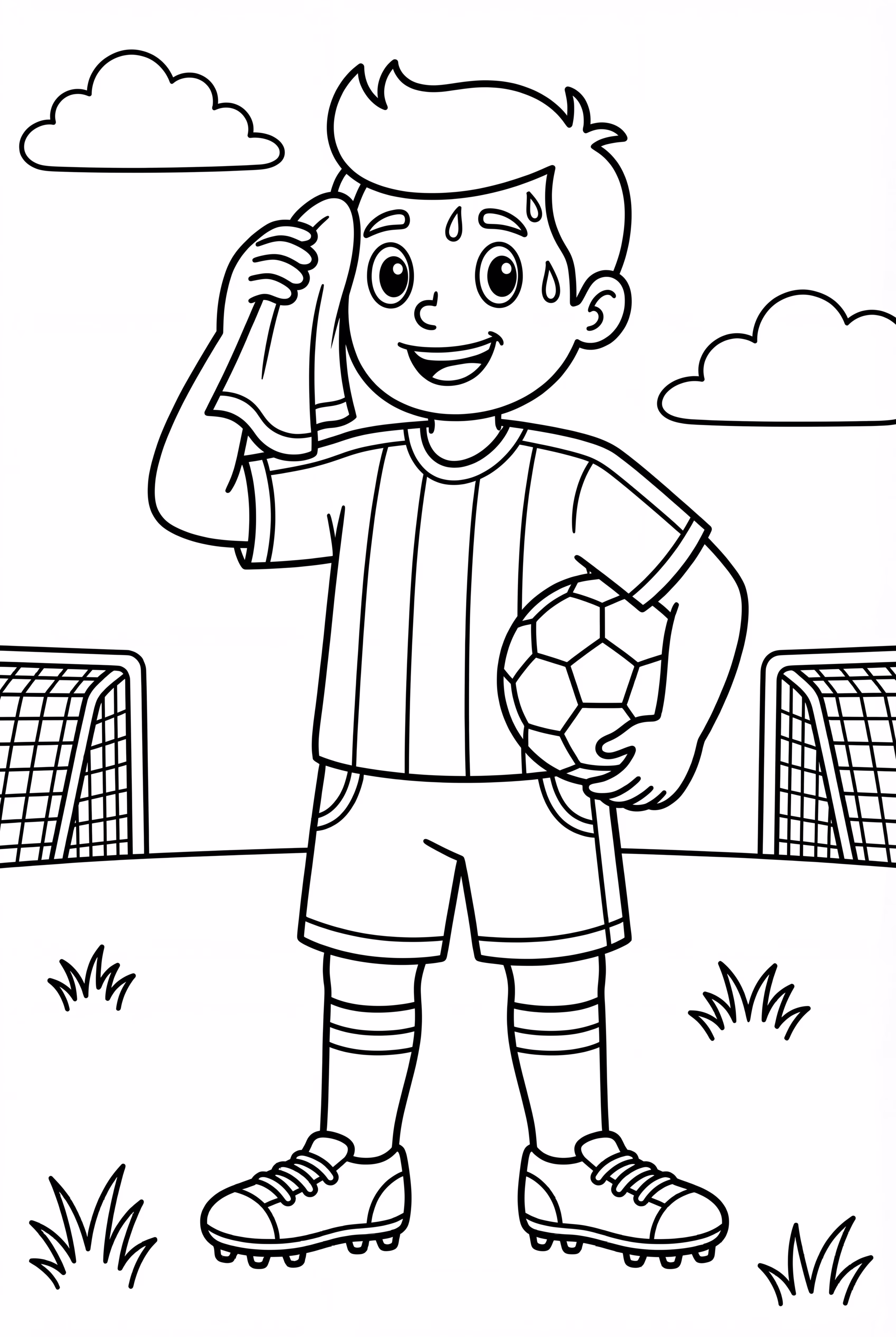 축구 선수 땀 닦기