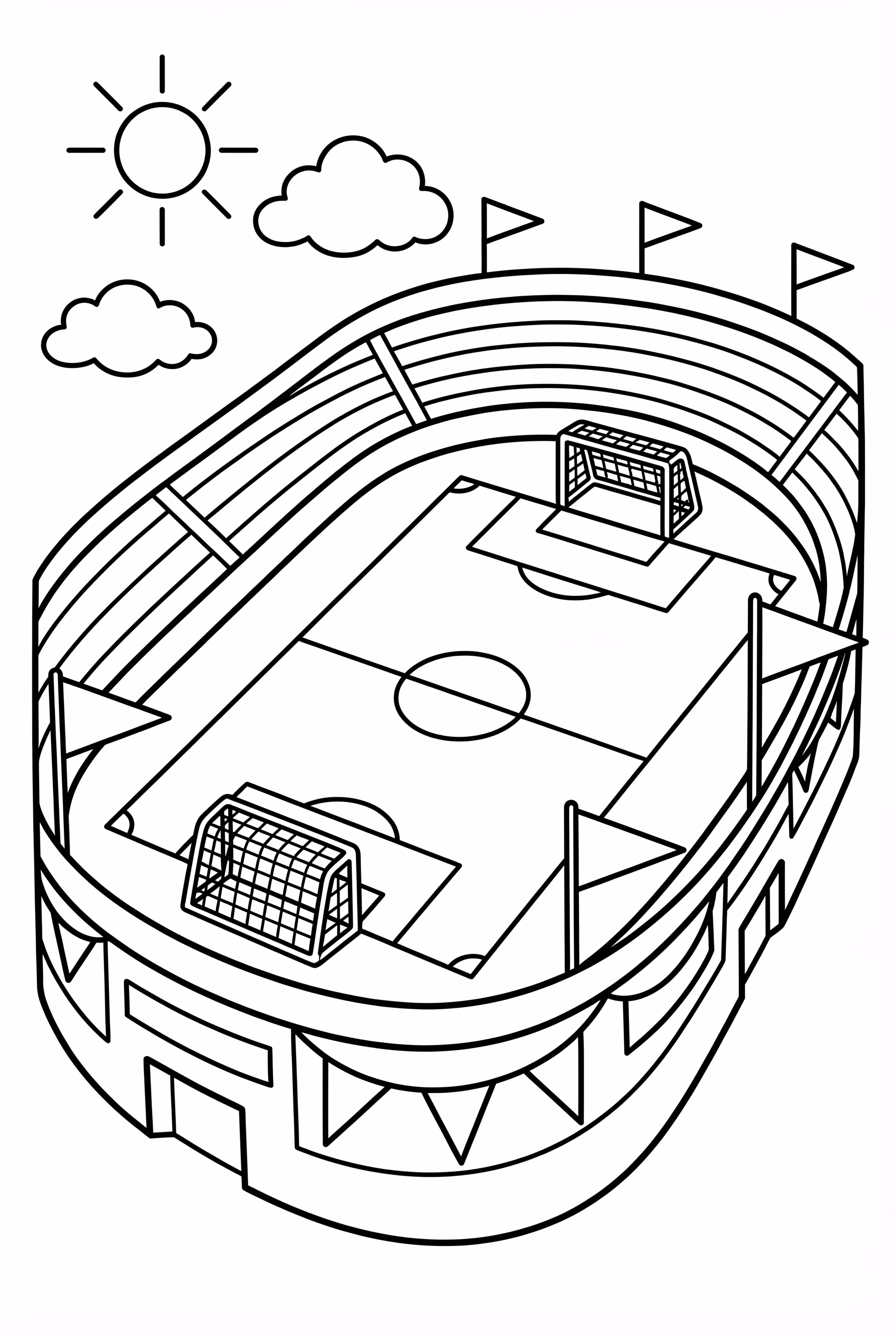 축구 경기장과 깃발