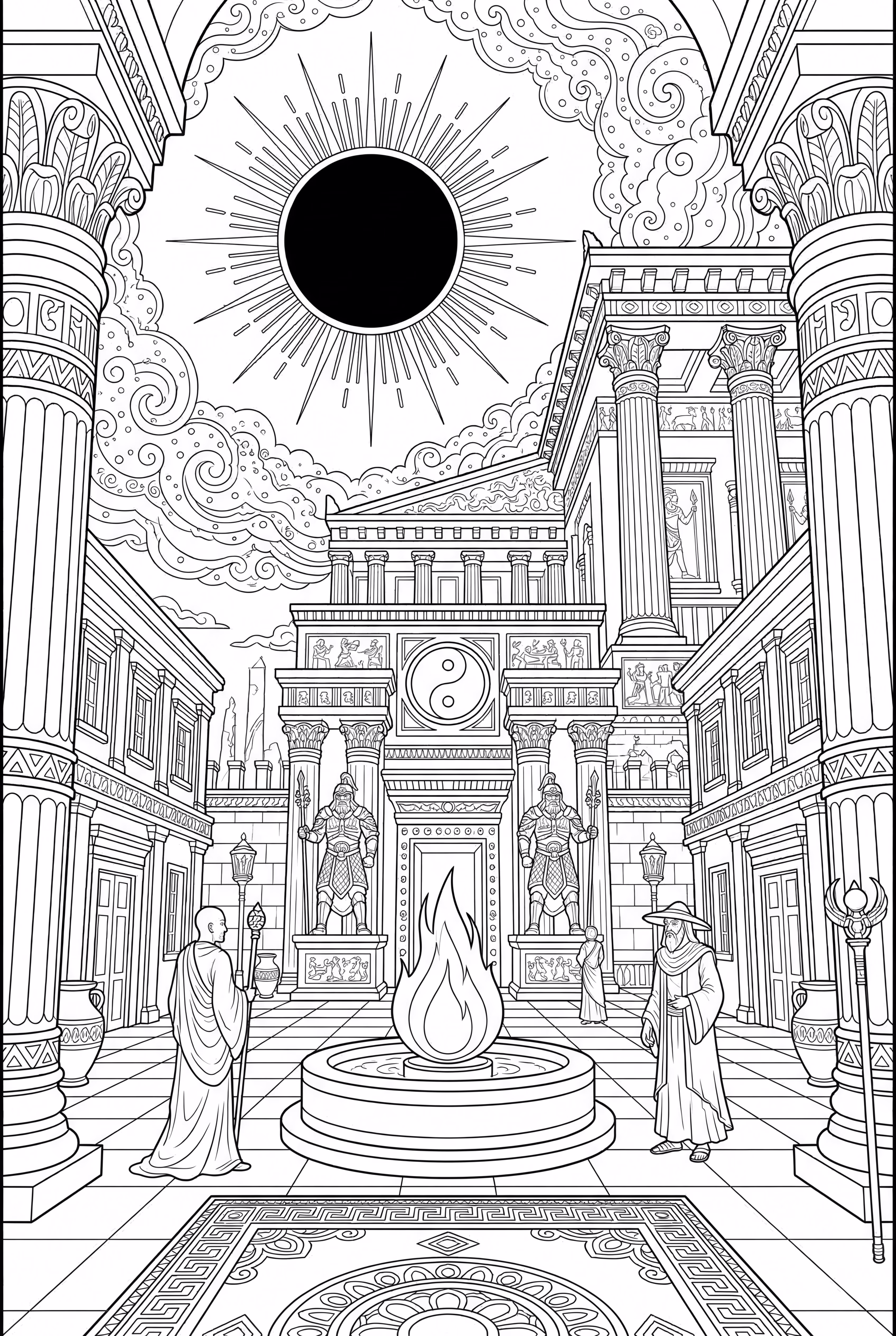 solar eclipse ancient temple ceremony