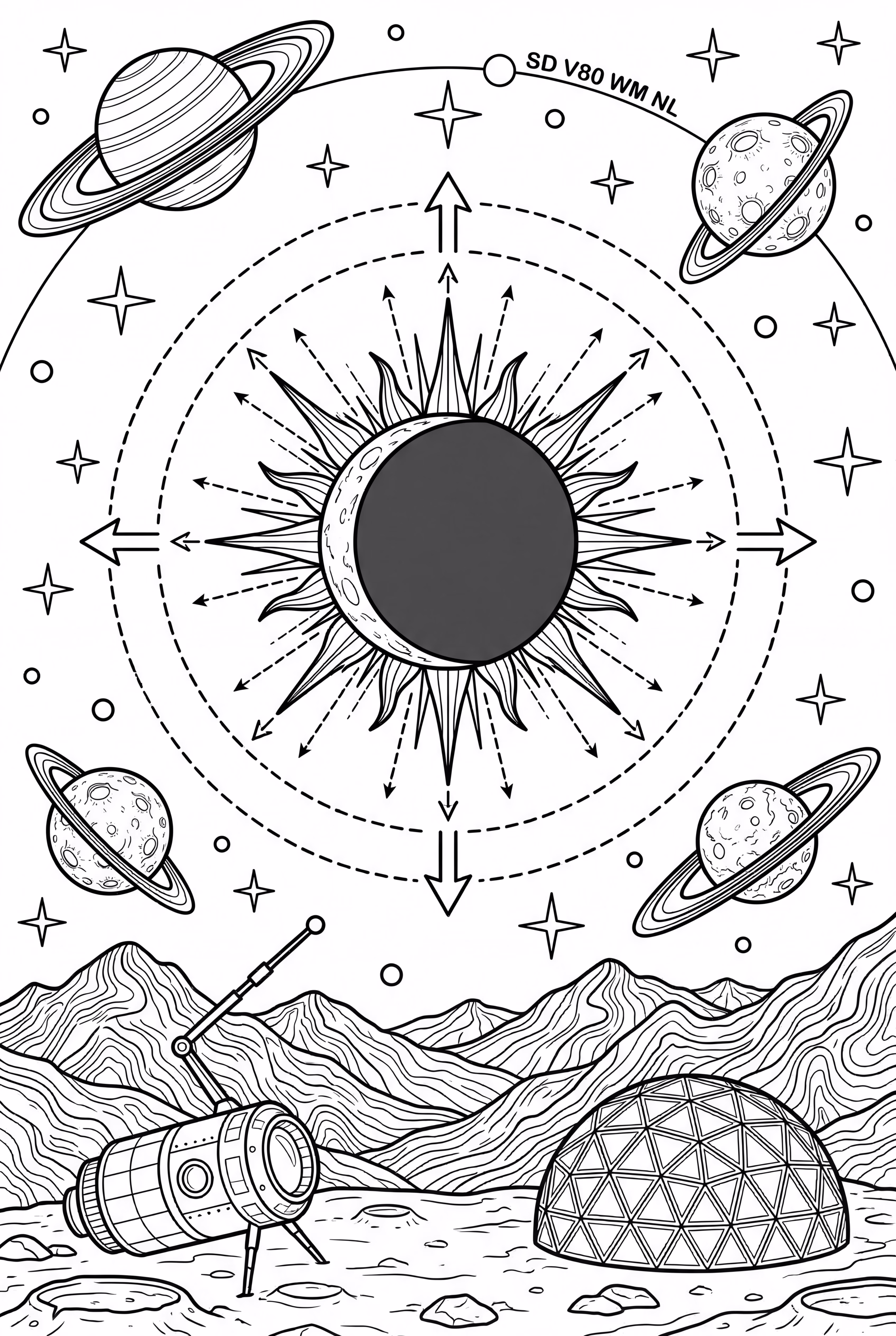 Solar Eclipse in a Scientific Illustration