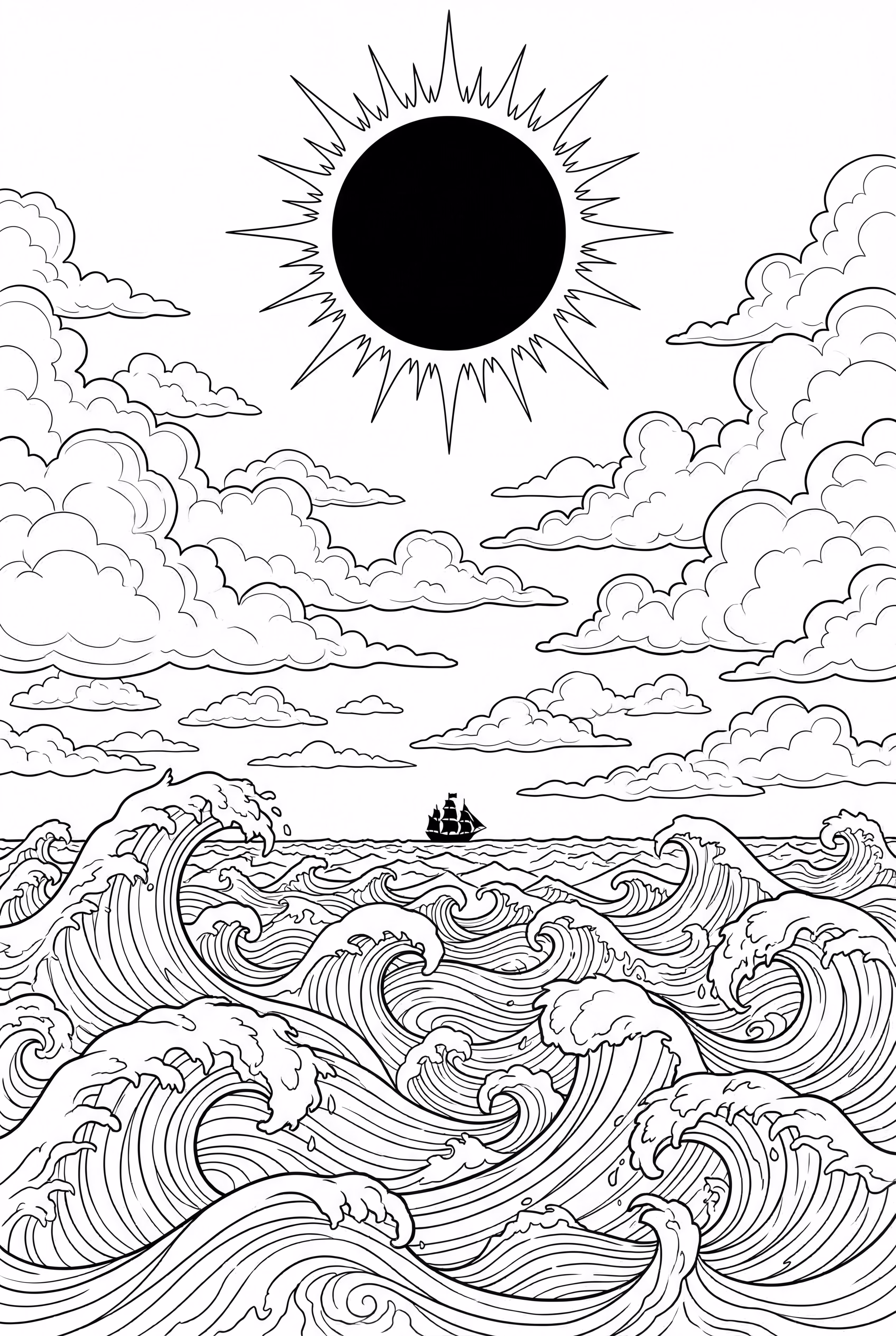 Éclipse solaire sur un océan calme