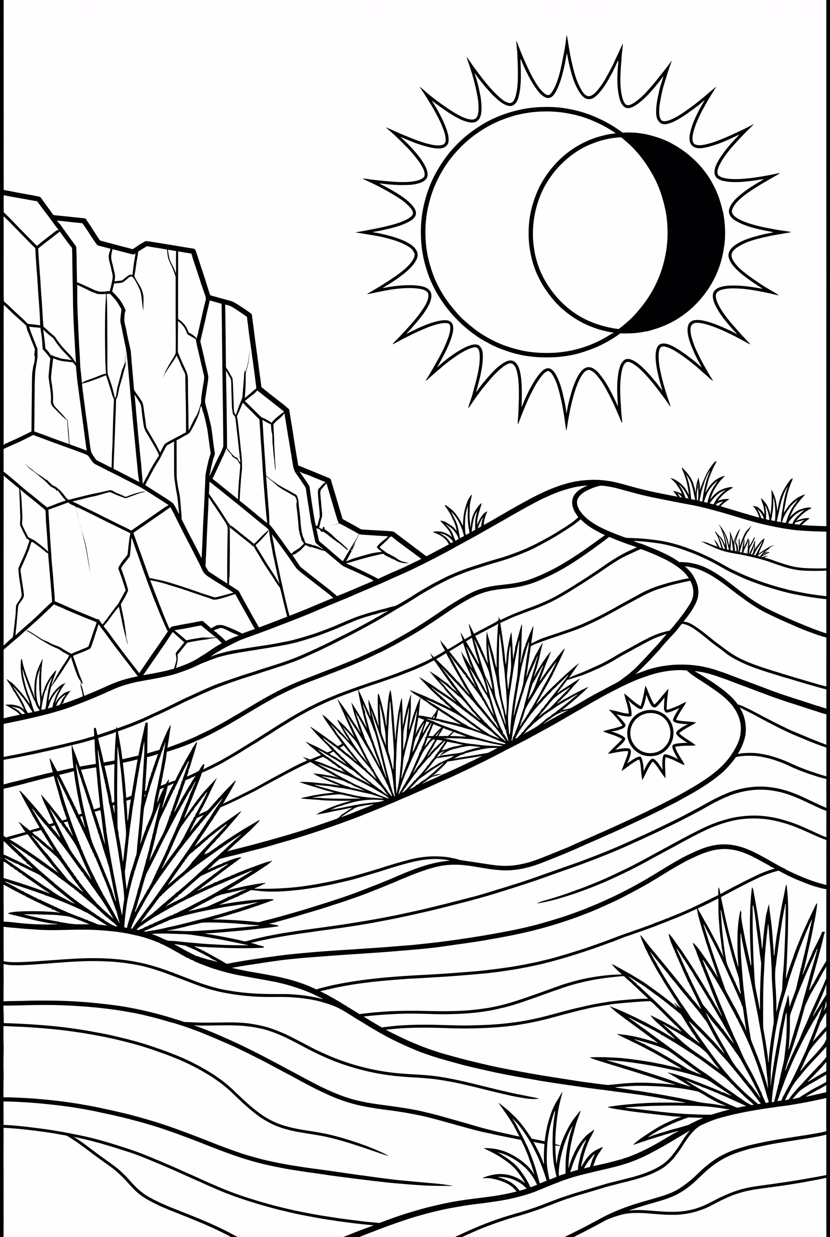 沙漠风景下的日食