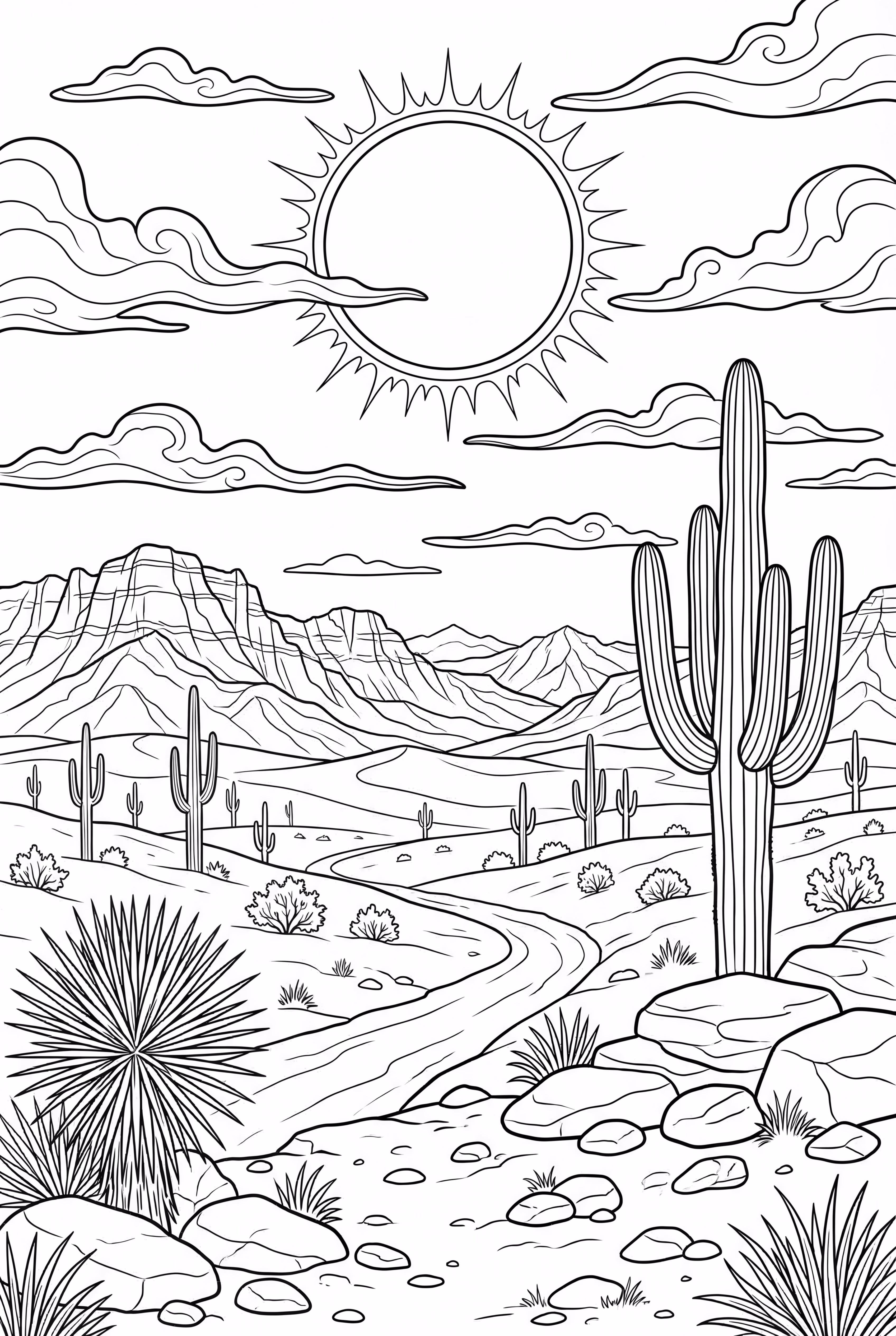 Éclipse solaire sur un paysage désertique