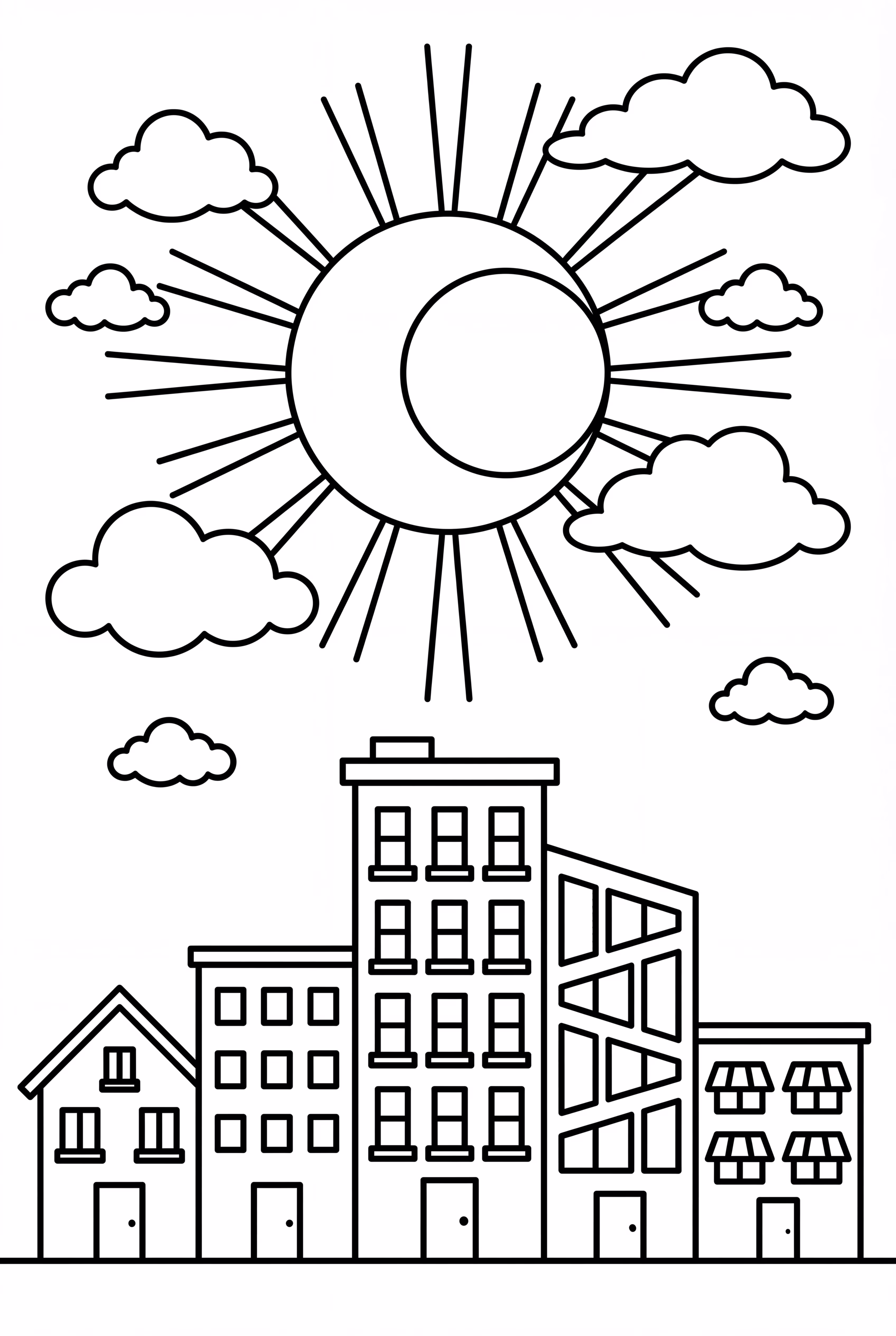 solar eclipse over city skyline