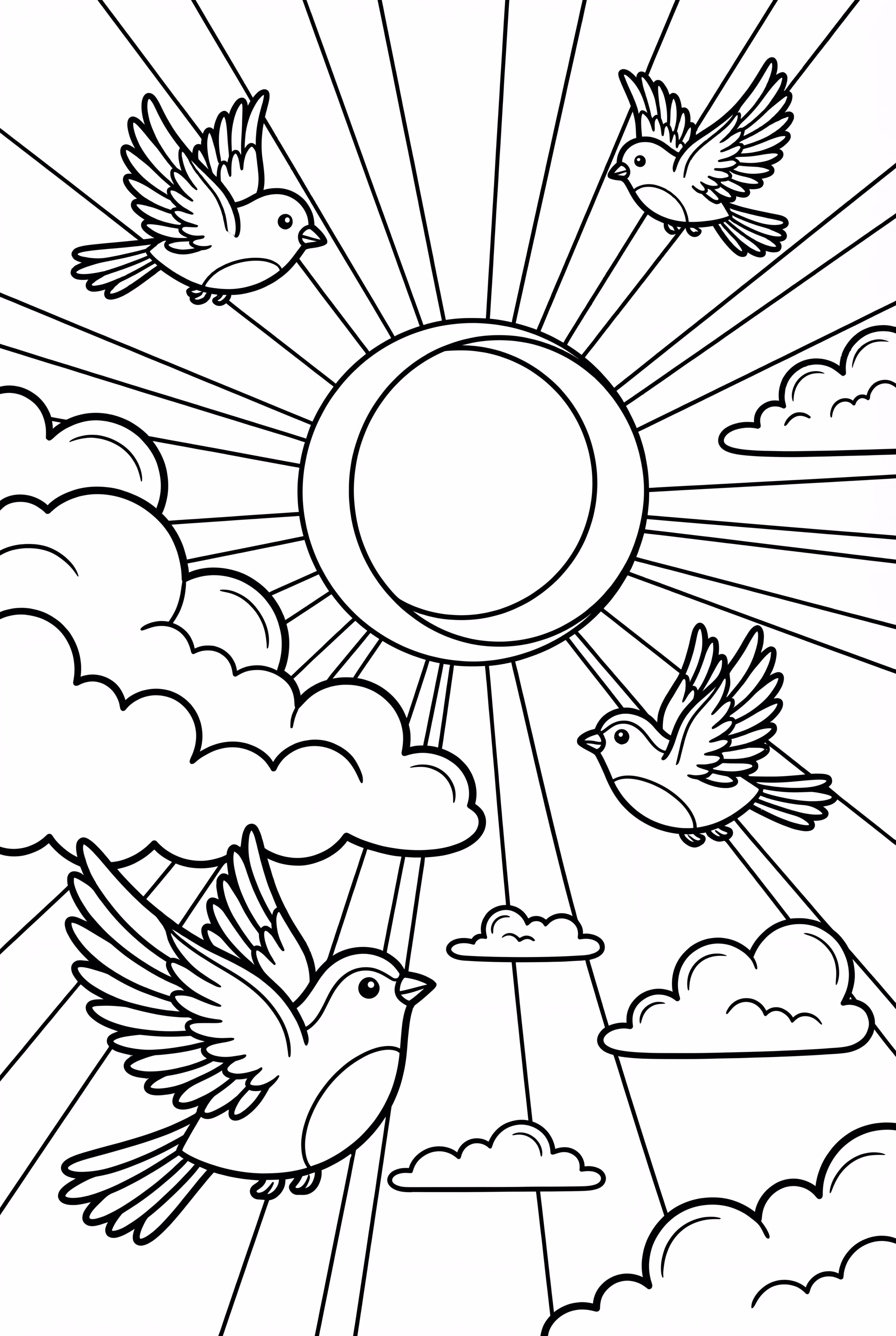 Solar Eclipse with Birds Flying-2