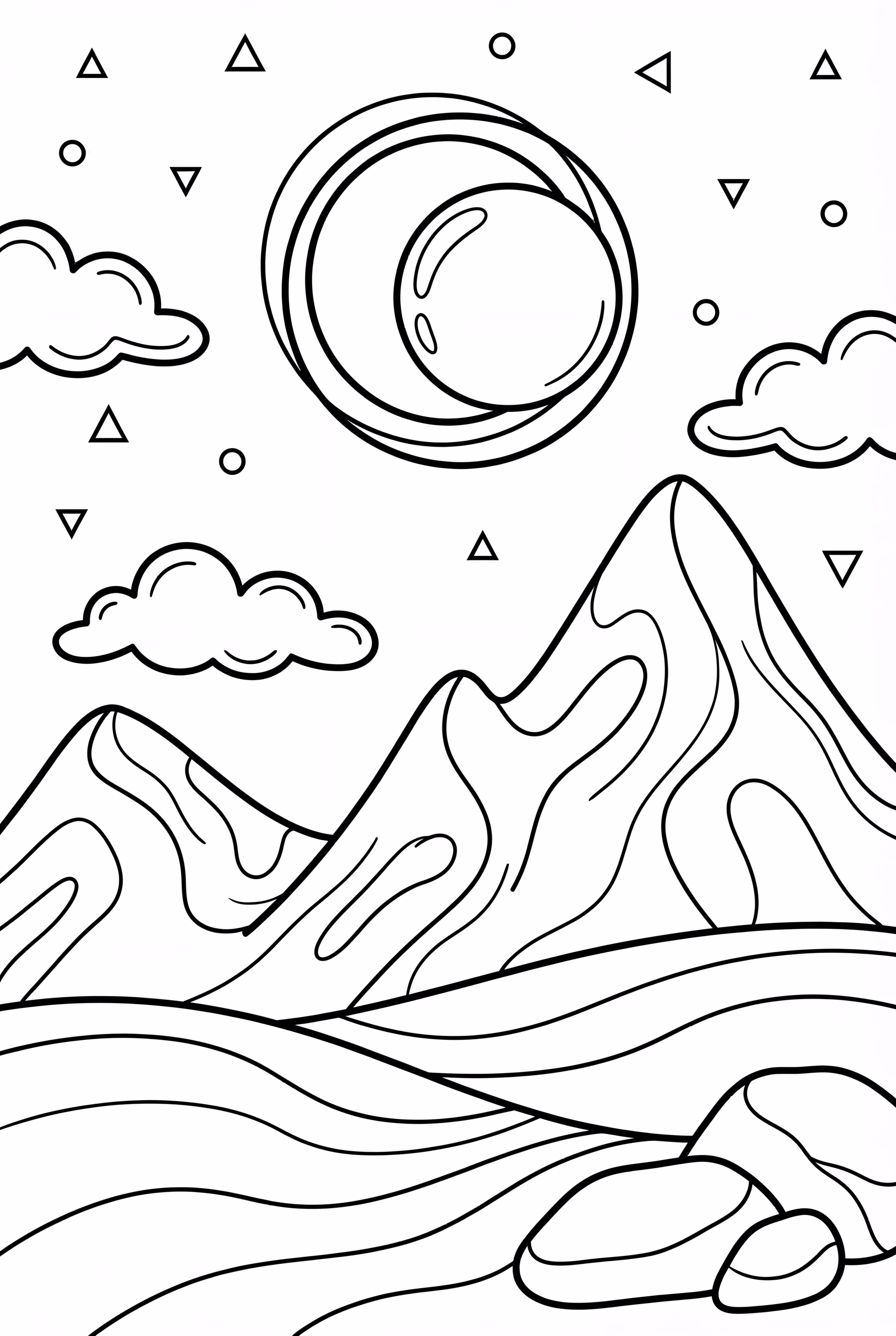 Solar Eclipse with Colorful Sky