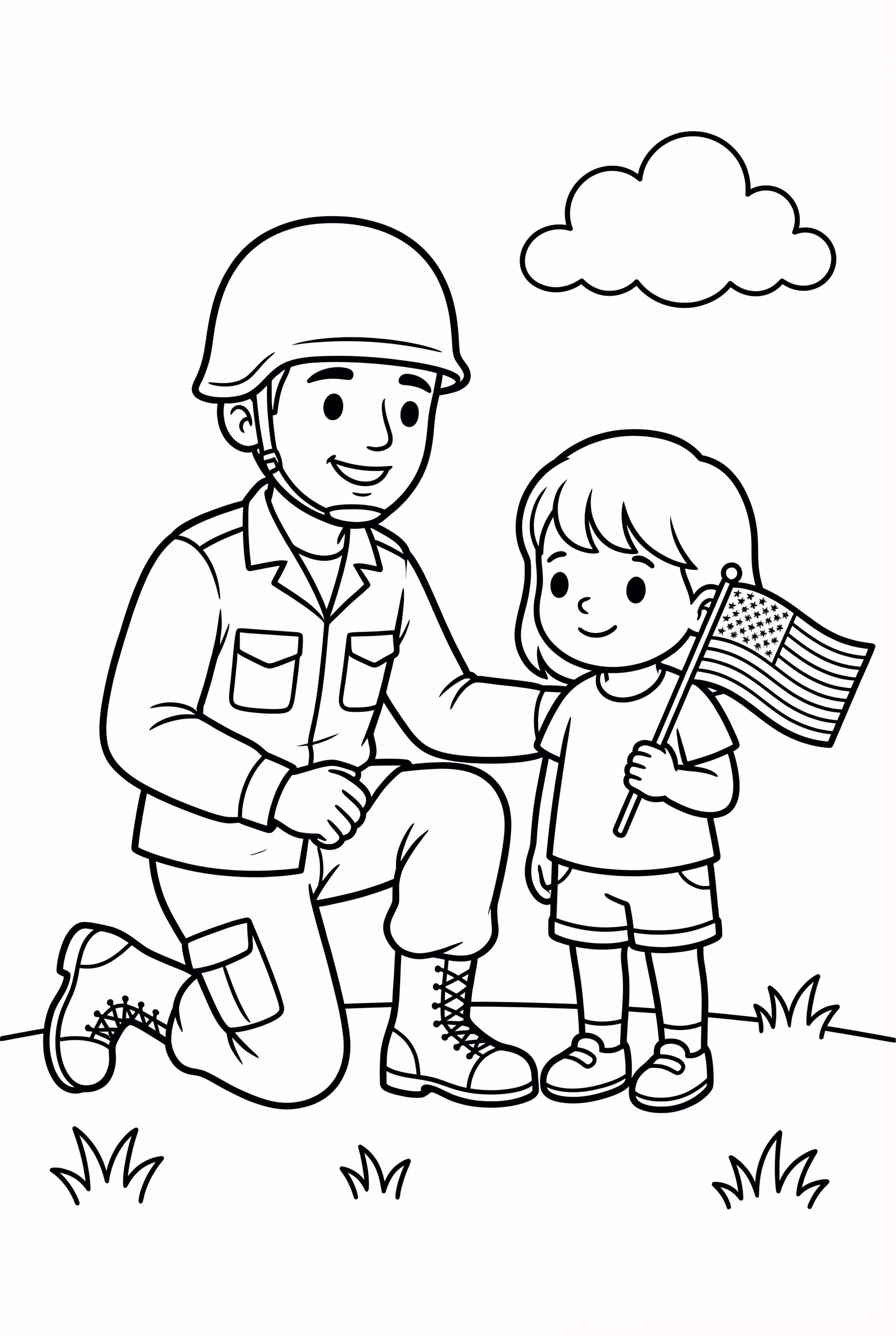 Soldier And Child On Veterans Day