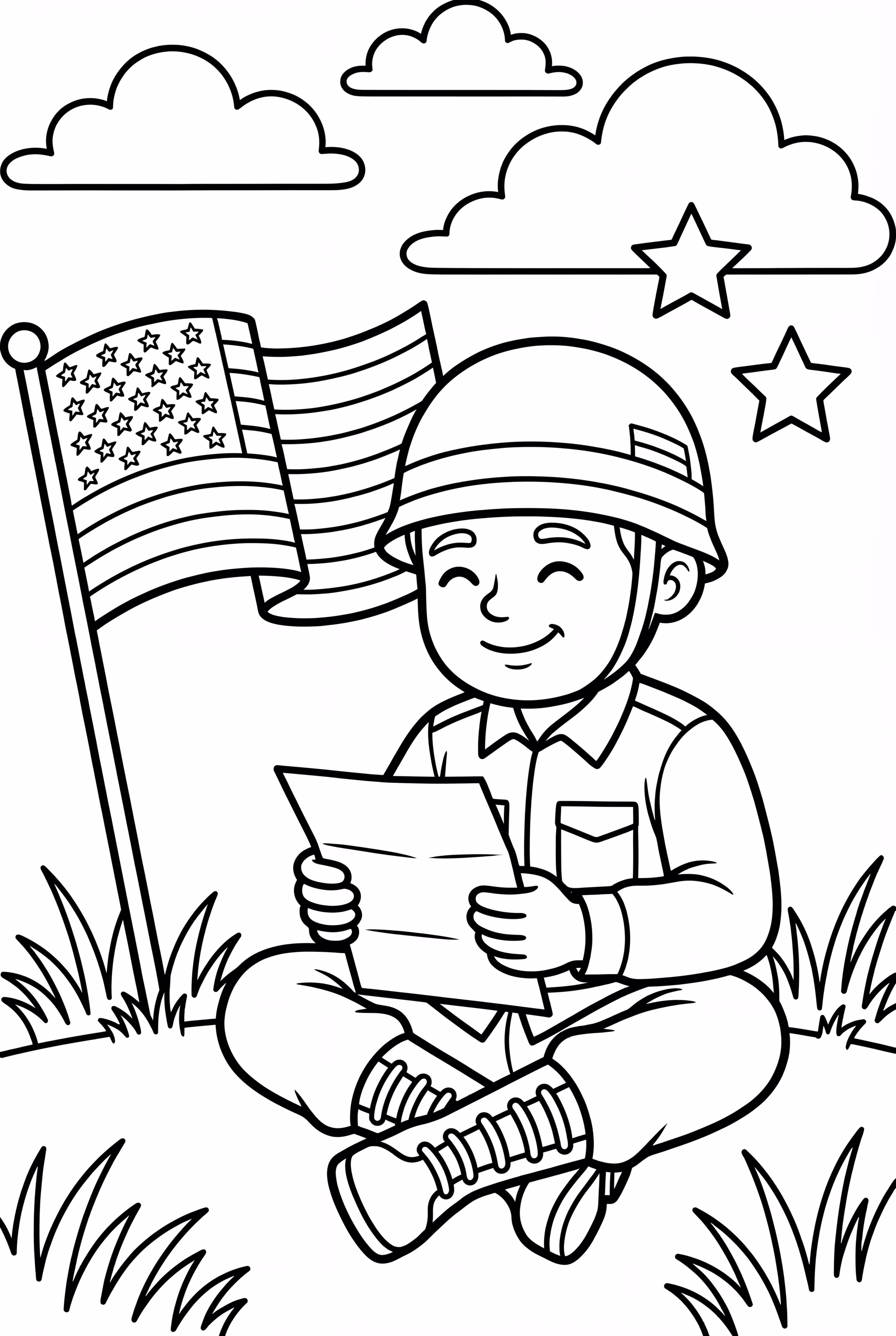 Soldier Reading A Letter On Veterans Day
