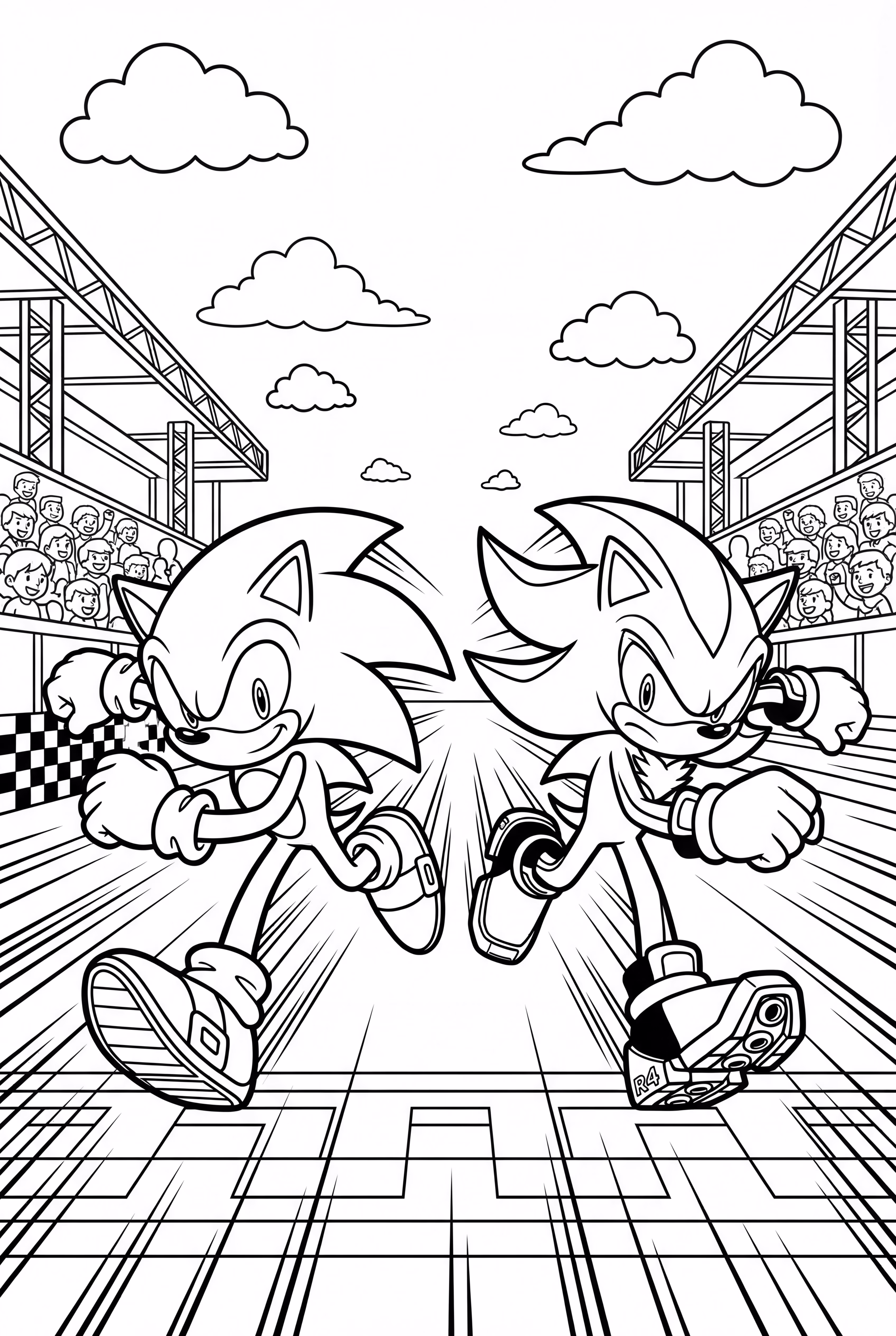 sonic and shadow racing on a track-2