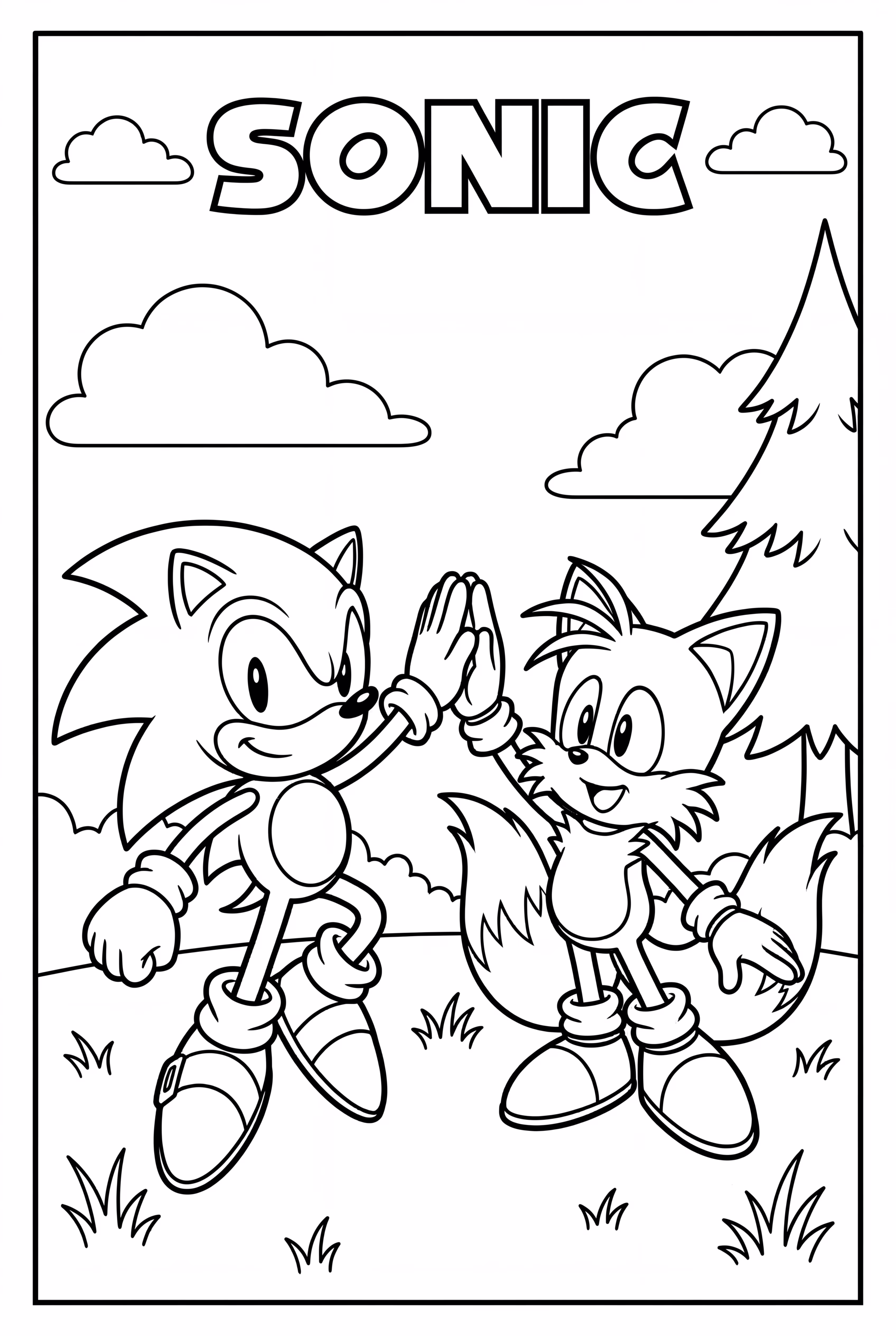 sonic and tails high-fiving