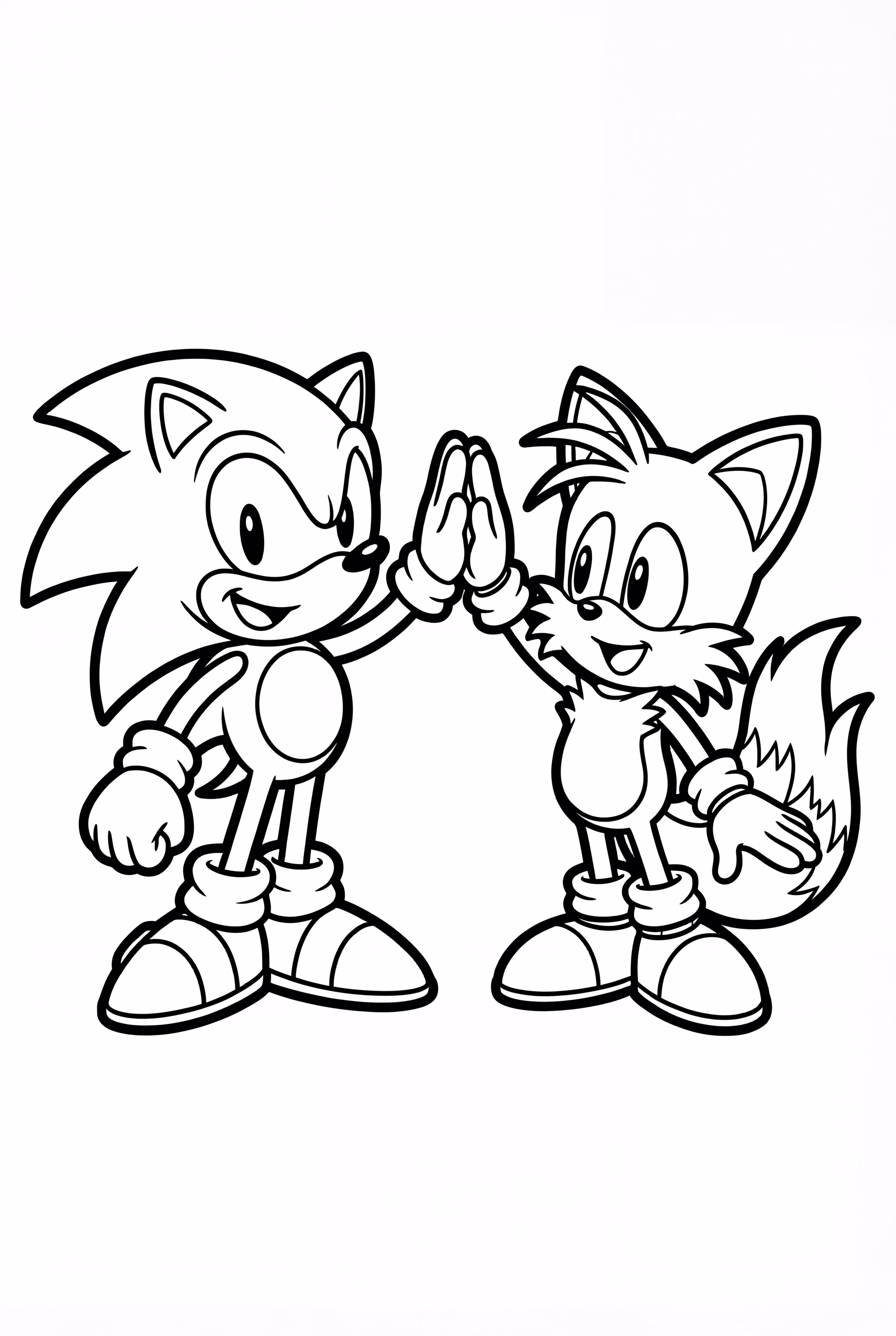 sonic and tails high-fiving