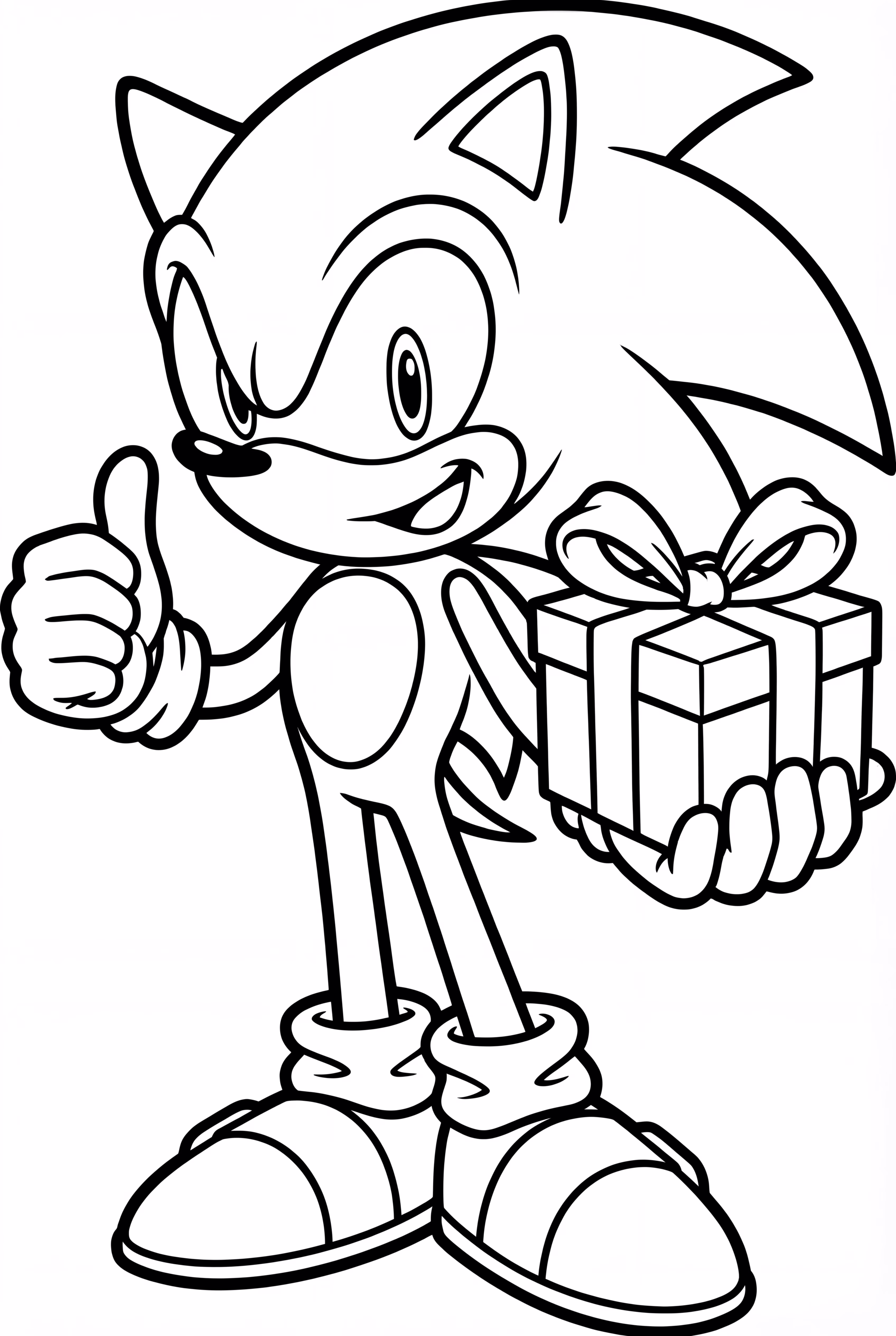 sonic holding a christmas gift