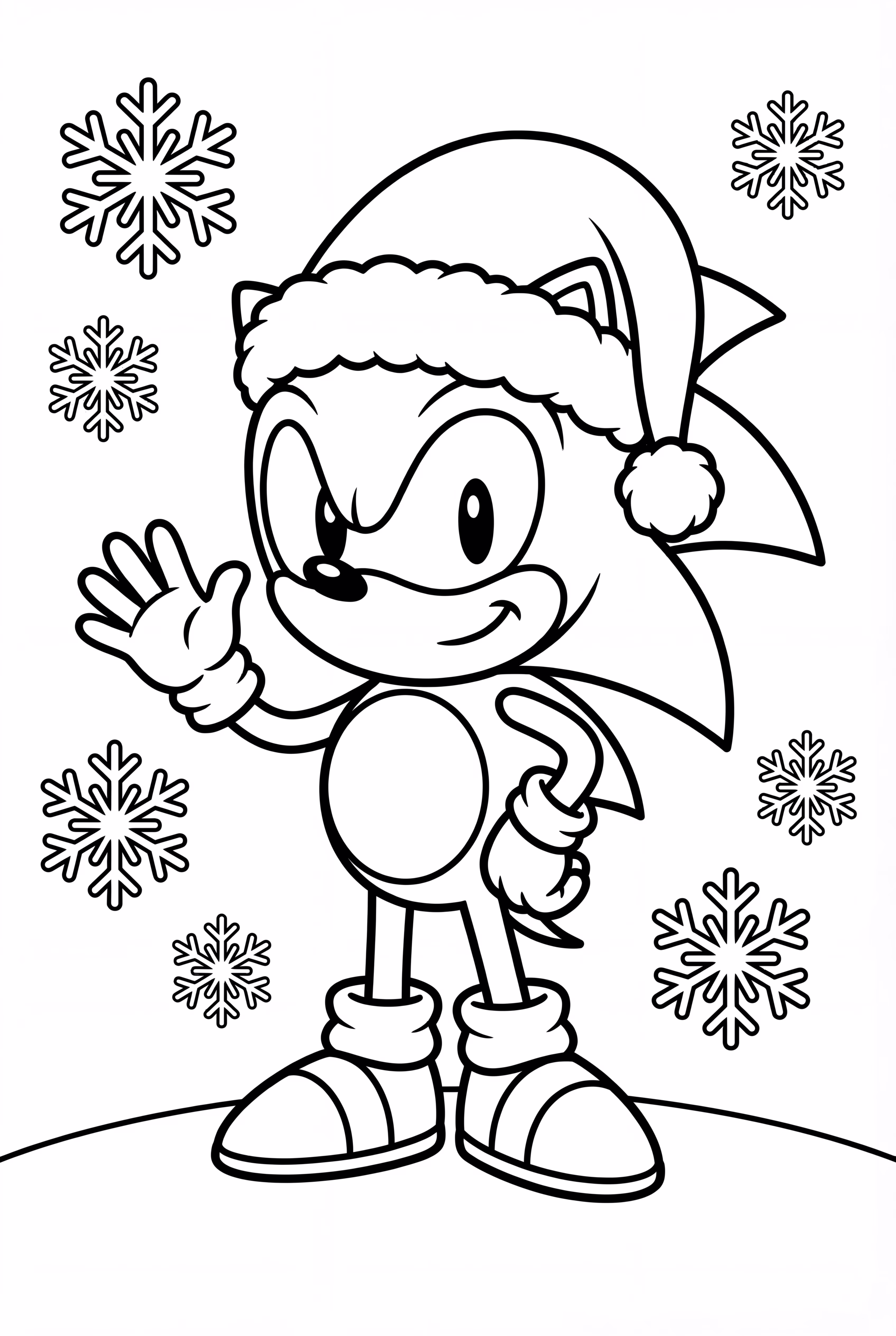 Sonic Wearing Christmas Hat With Snowflakes