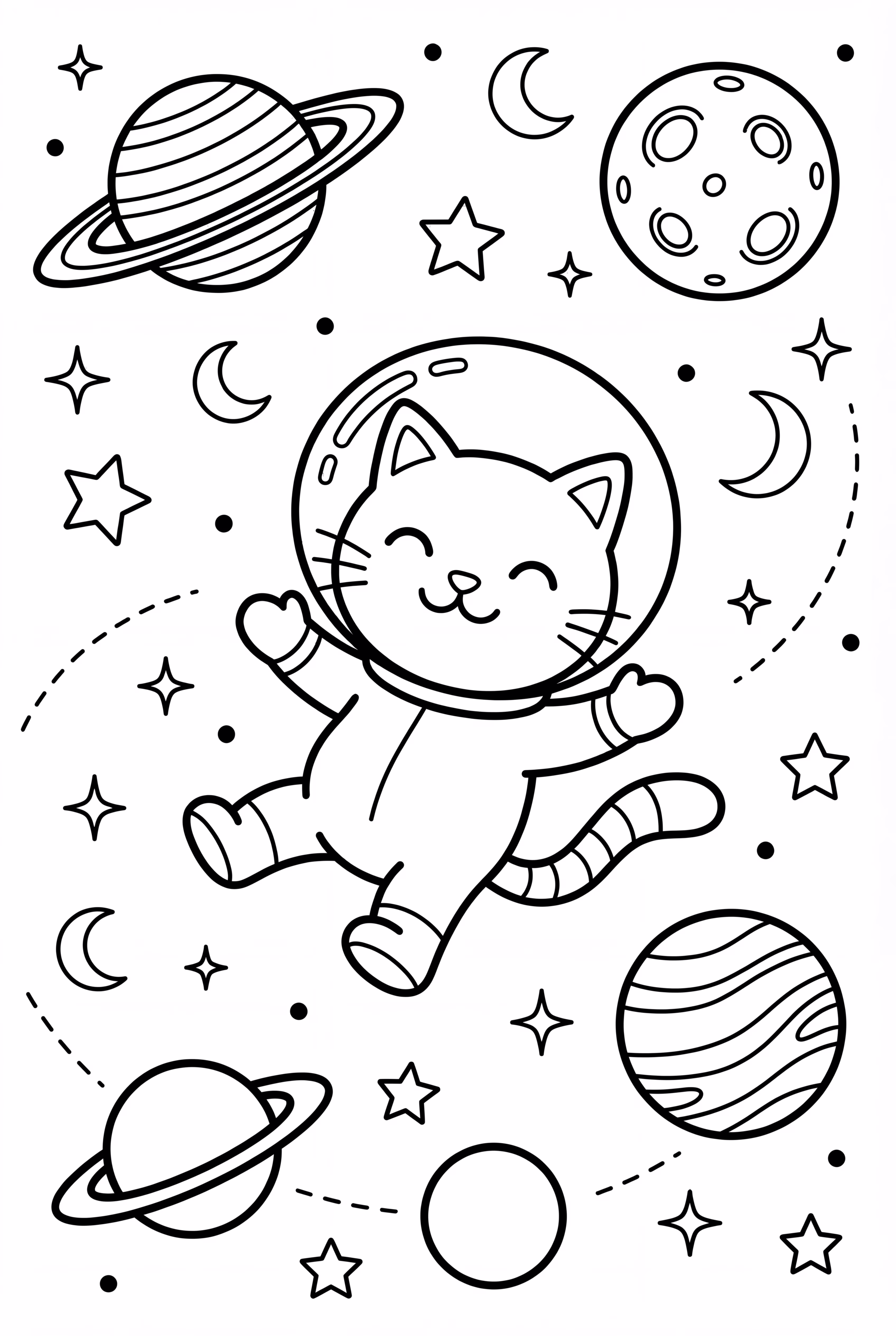 太空猫与行星漂浮