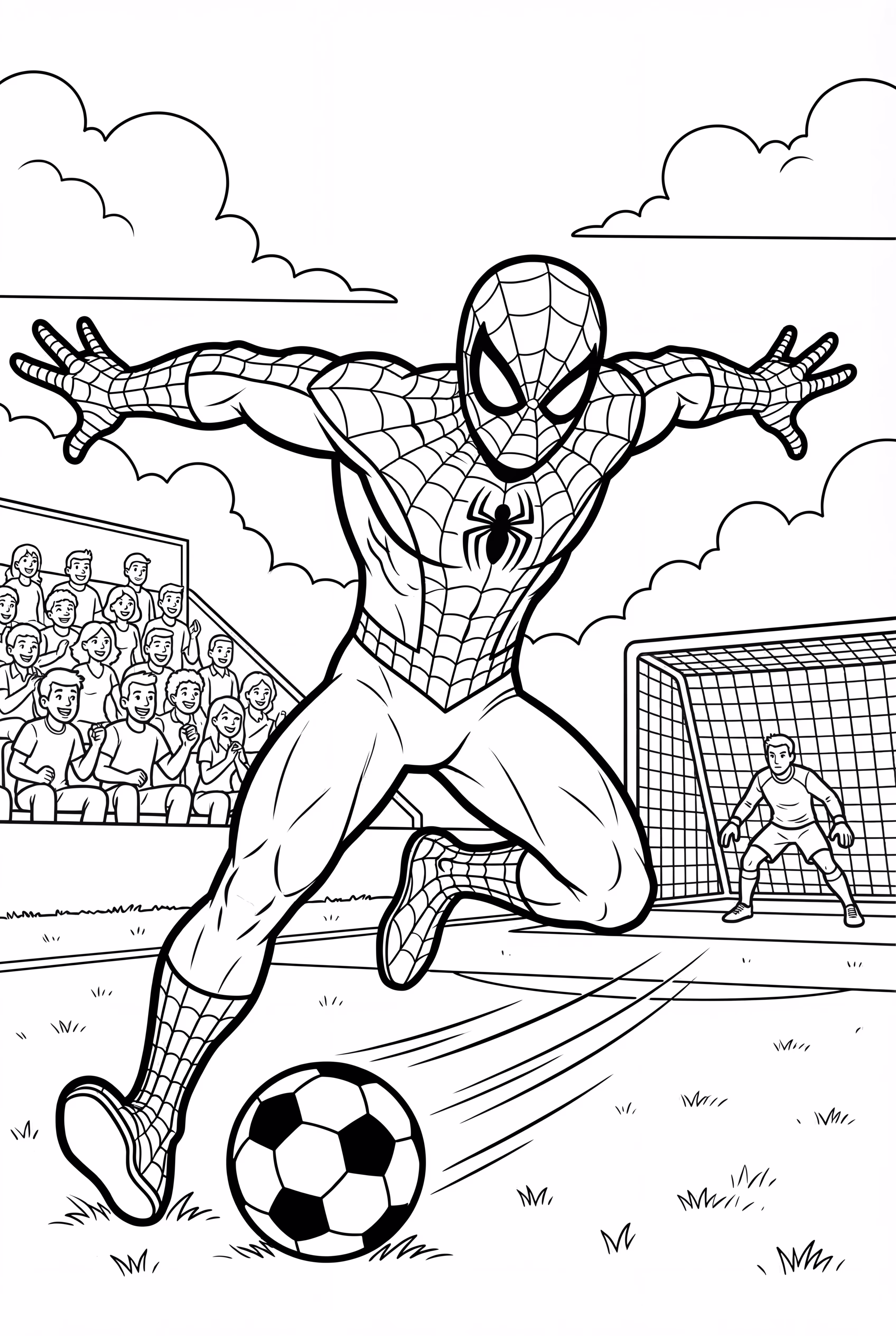 spider man playing soccer
