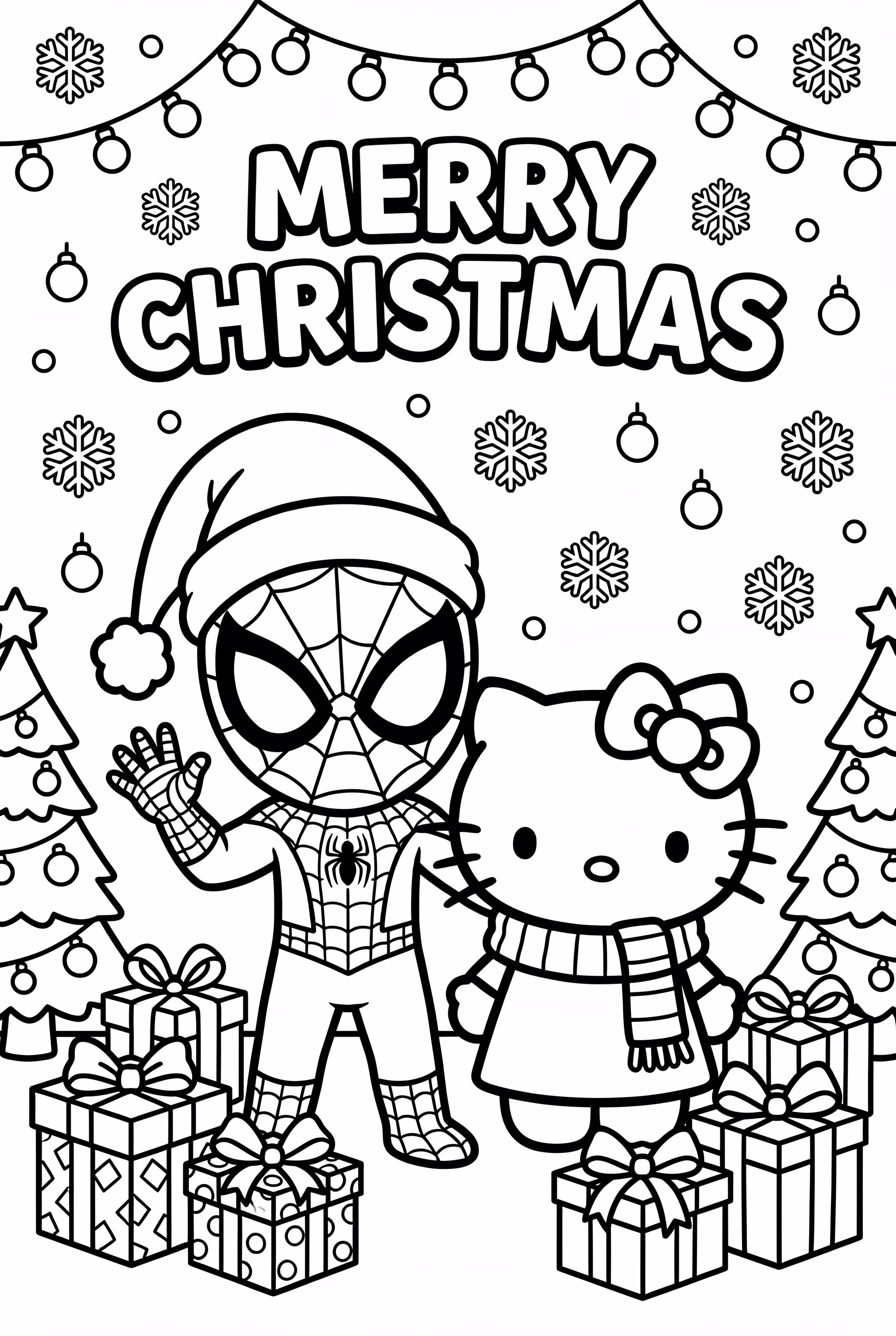 蜘蛛人和哈囉凱蒂一起慶祝聖誕節