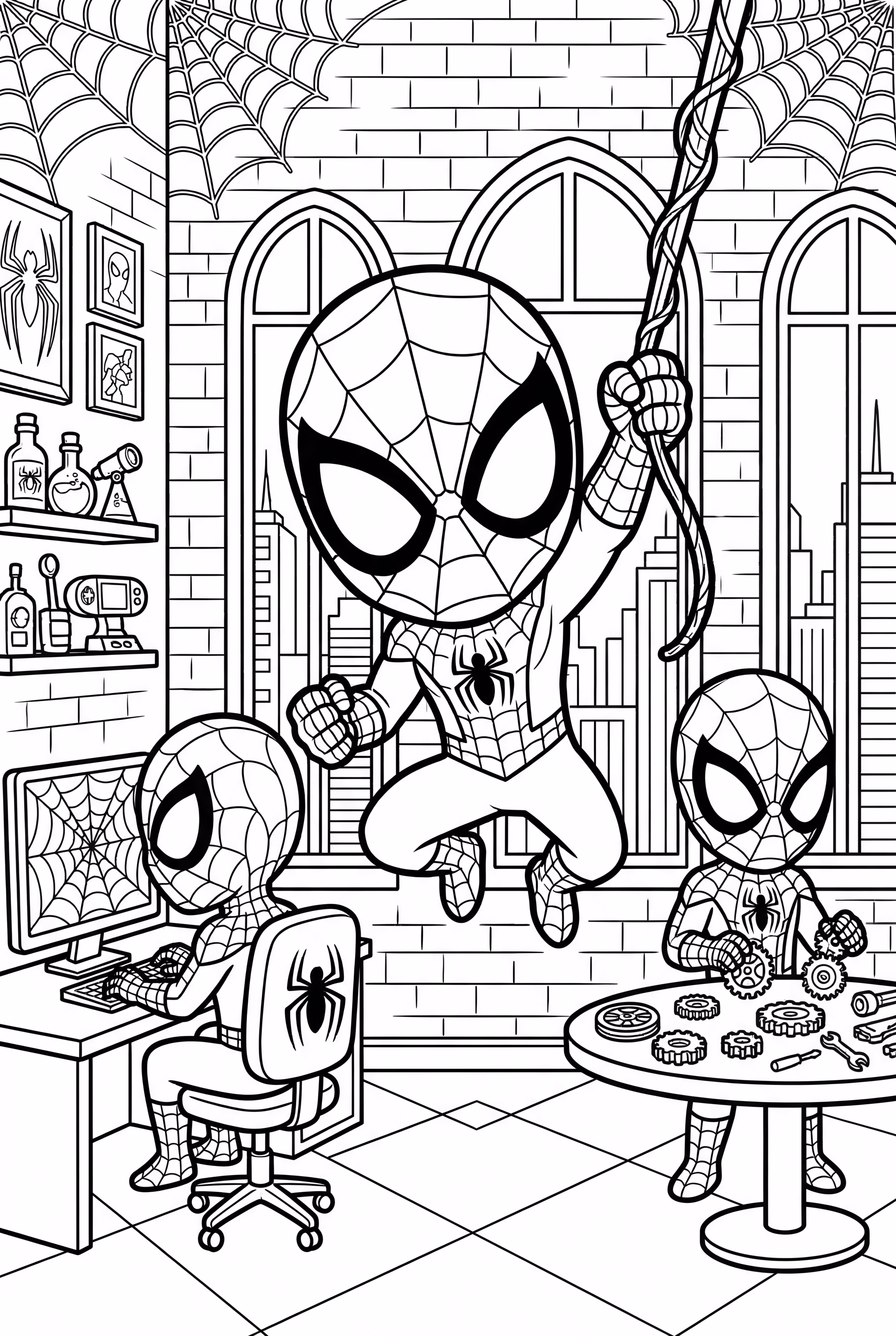 Spidey und seine fantastischen Freunde in den detaillierten WEB-Quartieren